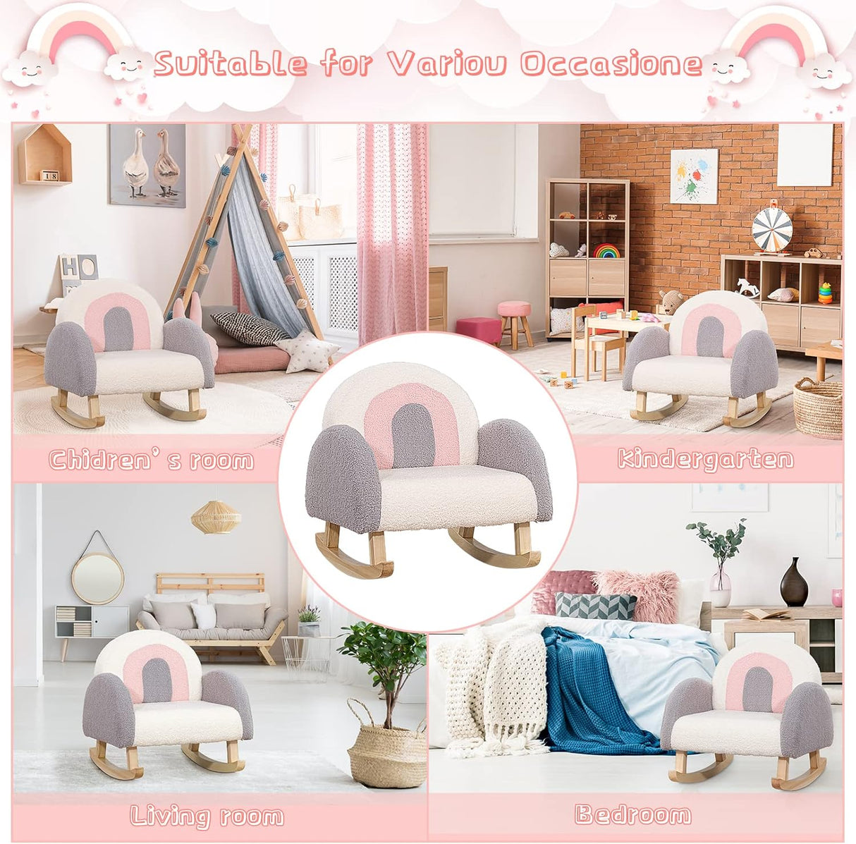 Dripex Velvet Fabric Toddler Rocking Chair