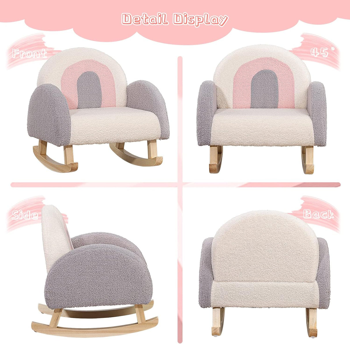 Dripex Velvet Fabric Toddler Rocking Chair
