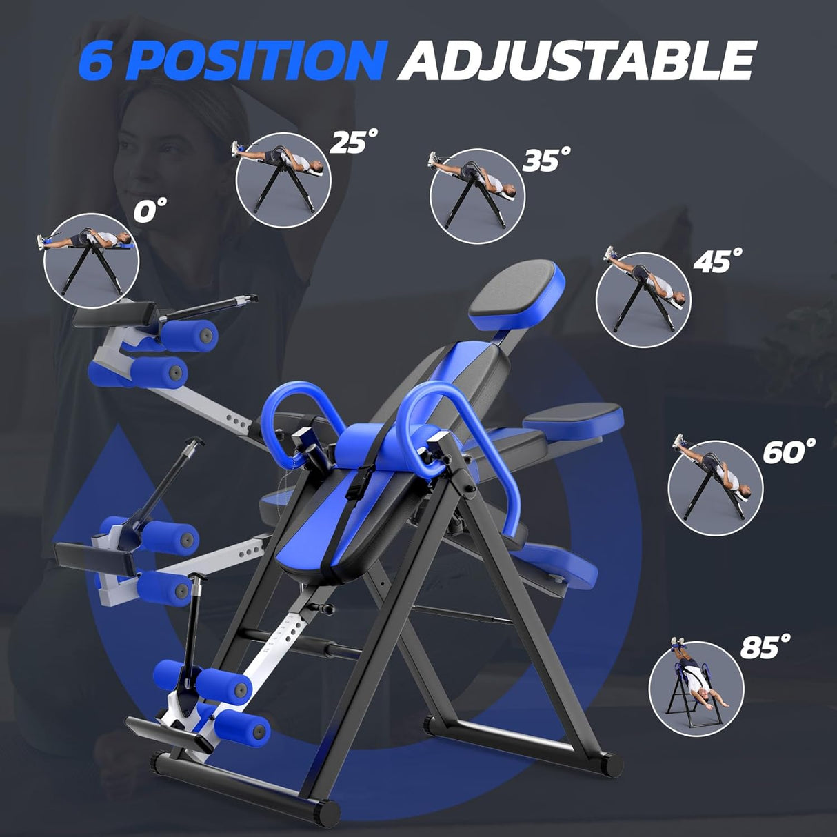 Dripex Heavy Duty Gravity Adjustable Protective Belt Inversion Table 300 lbs Capacity