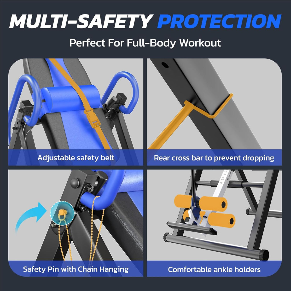 Dripex Heavy Duty Gravity Adjustable Protective Belt Inversion Table 300 lbs Capacity