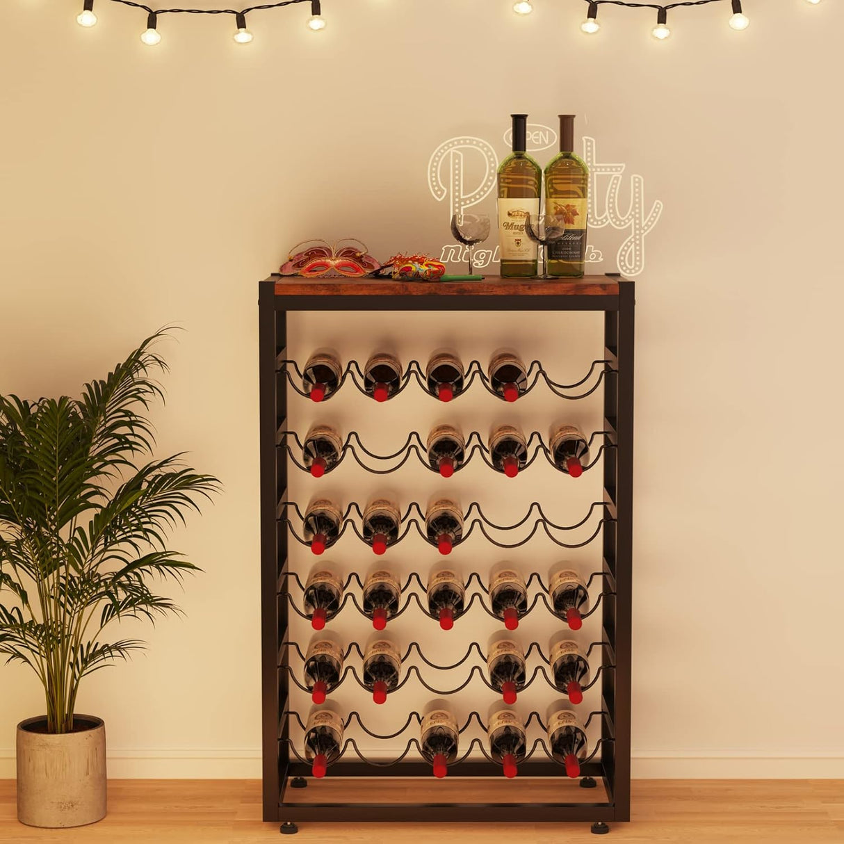 Dripex 30 Bottles 6-Tier DisplayWine Rack Free Standing Floor