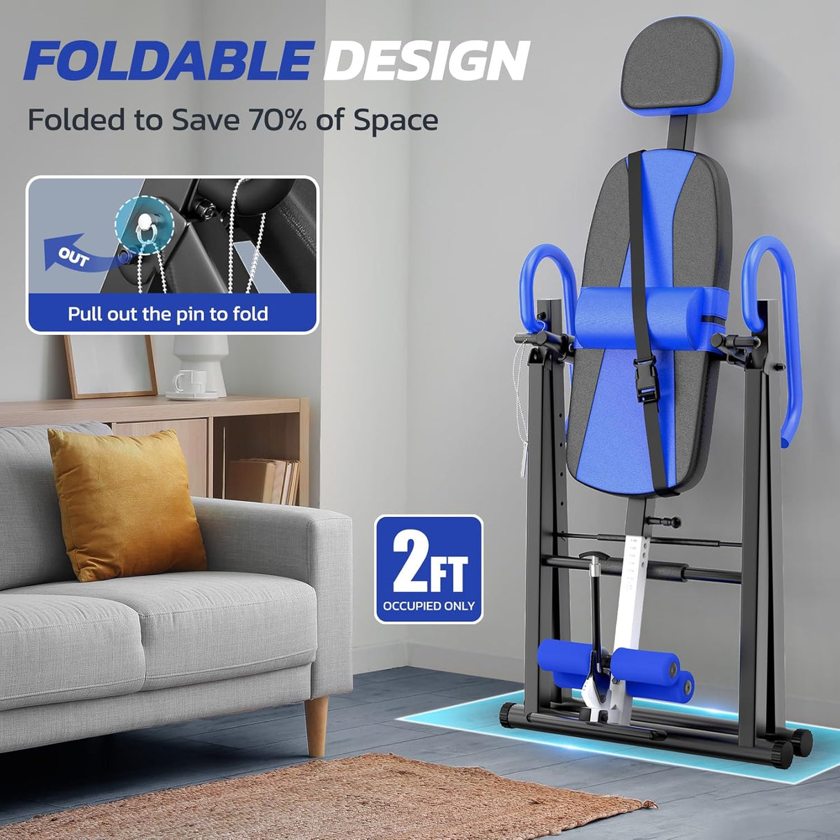 Dripex Heavy Duty Gravity Adjustable Protective Belt Inversion Table 300 lbs Capacity