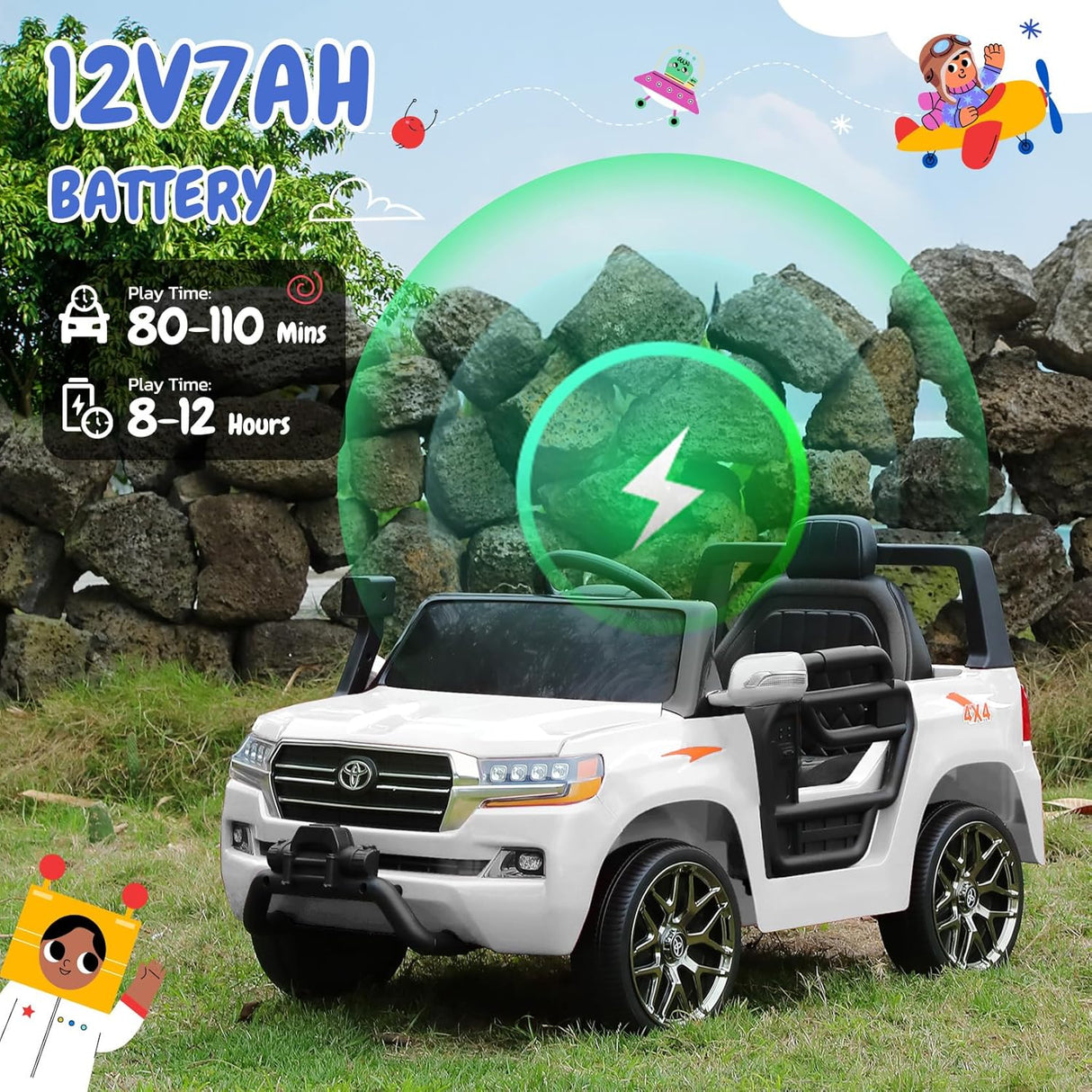 Electric cars for kids with DIY Building Blocks & Storage Area