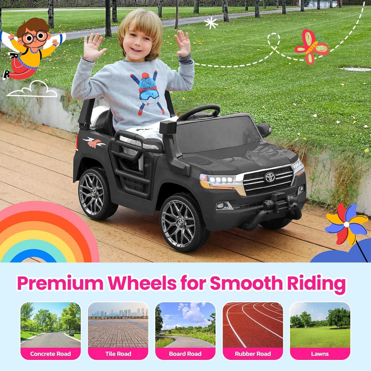 Electric cars for kids with DIY Building Blocks & Storage Area