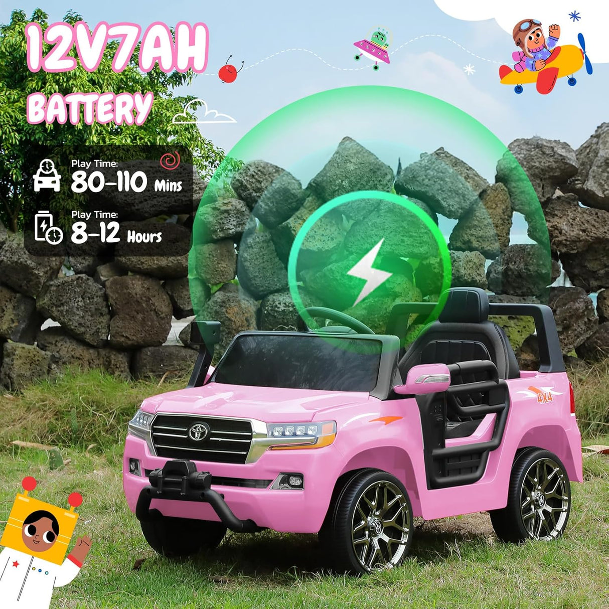 Electric cars for kids with DIY Building Blocks & Storage Area