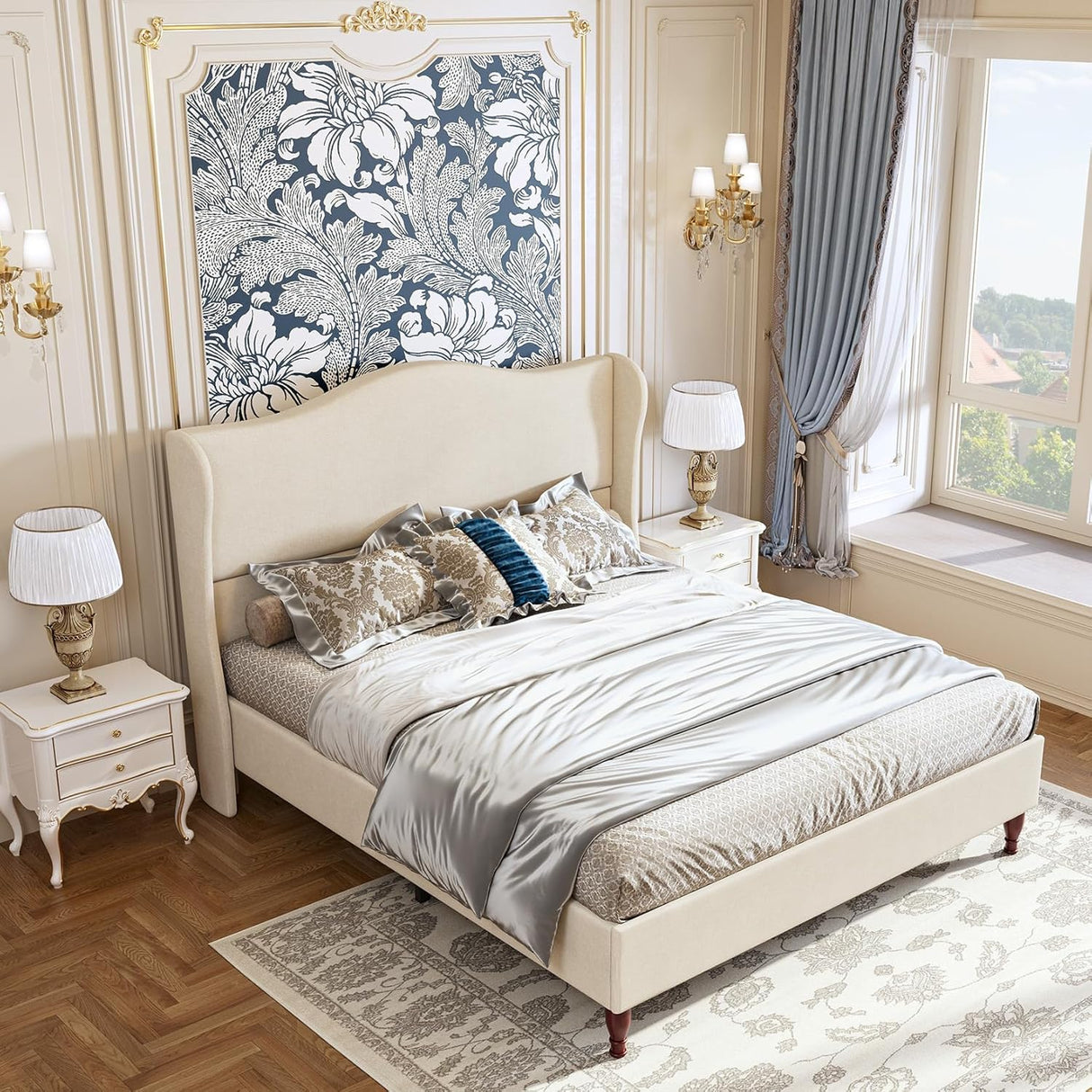 Queen Size Bed Frame Upholstered Platform Bed