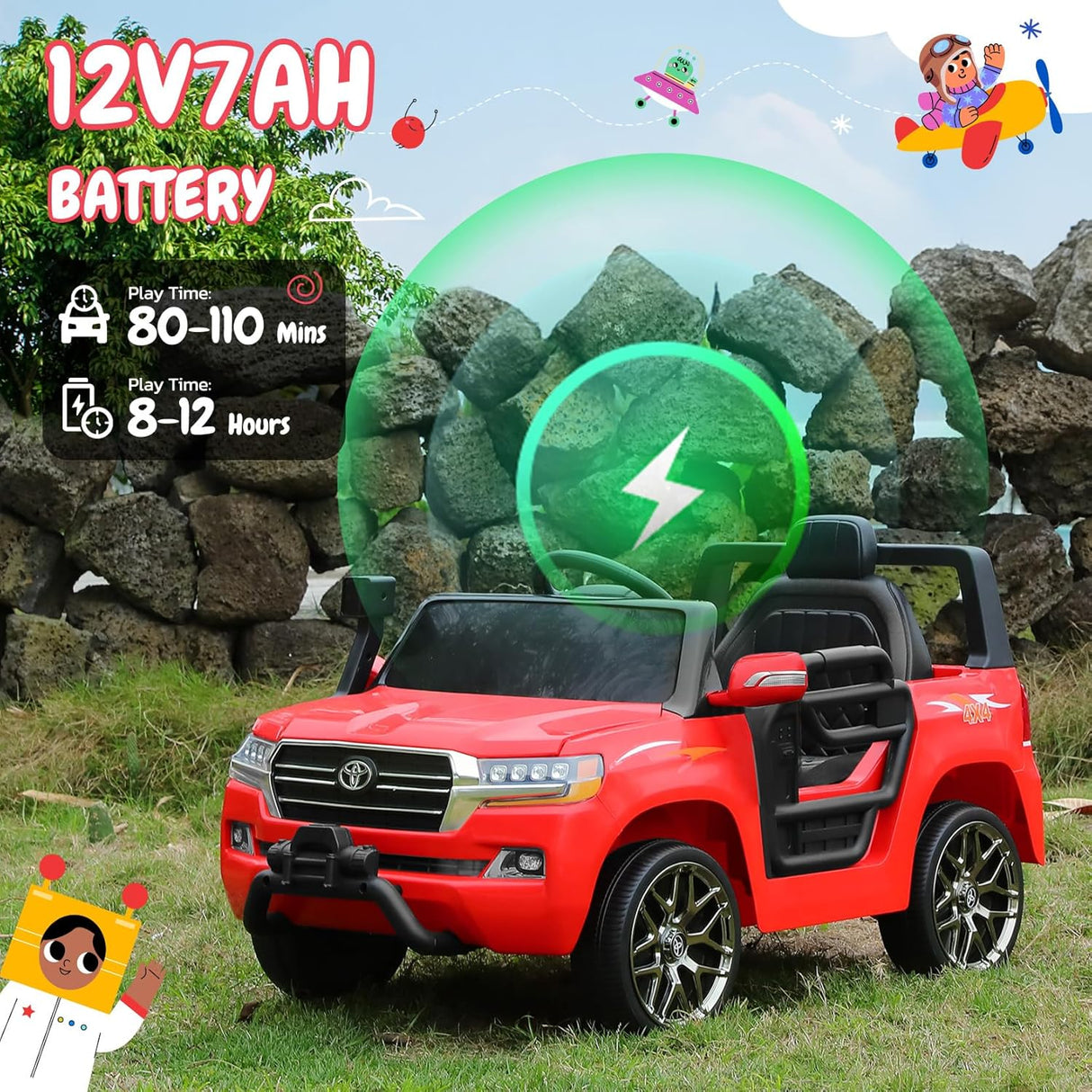 Electric cars for kids with DIY Building Blocks & Storage Area