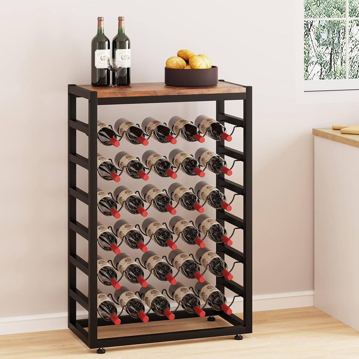 Dripex 30 Bottles 6-Tier DisplayWine Rack Free Standing Floor