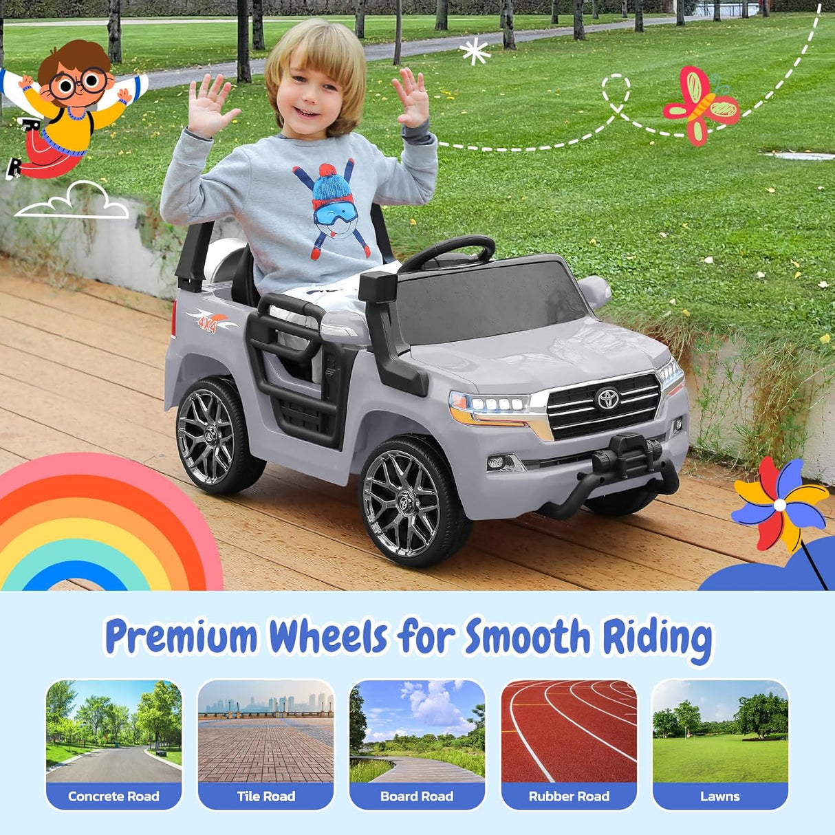 Electric cars for kids with DIY Building Blocks & Storage Area