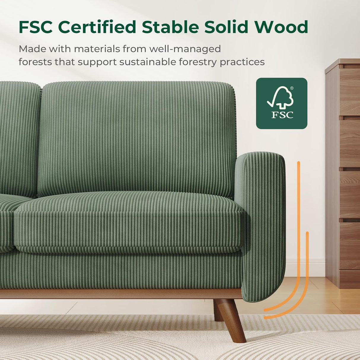 68" Loveseat Sofa Comfy Corduroy Couch with Spring Cushion