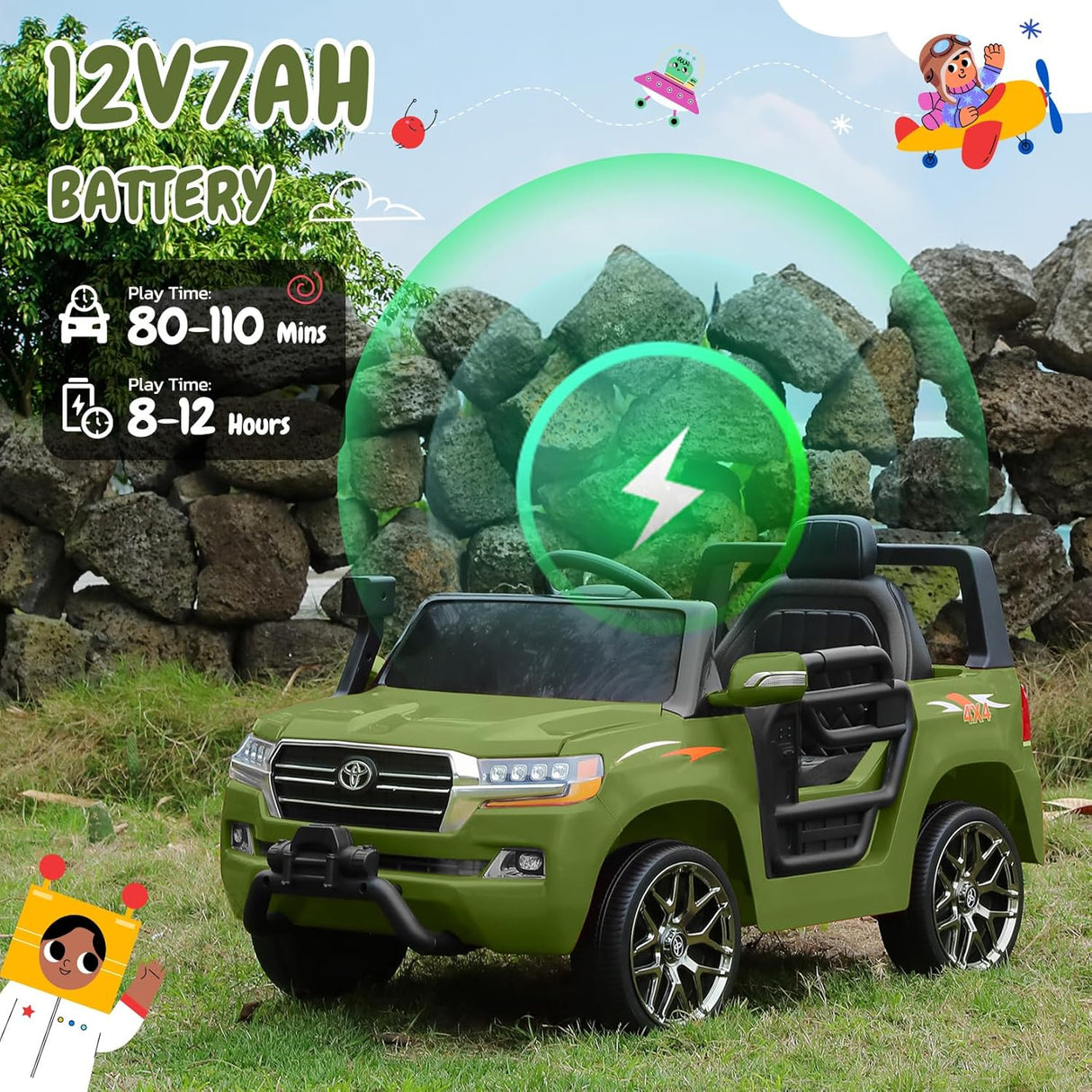 Electric cars for kids with DIY Building Blocks & Storage Area