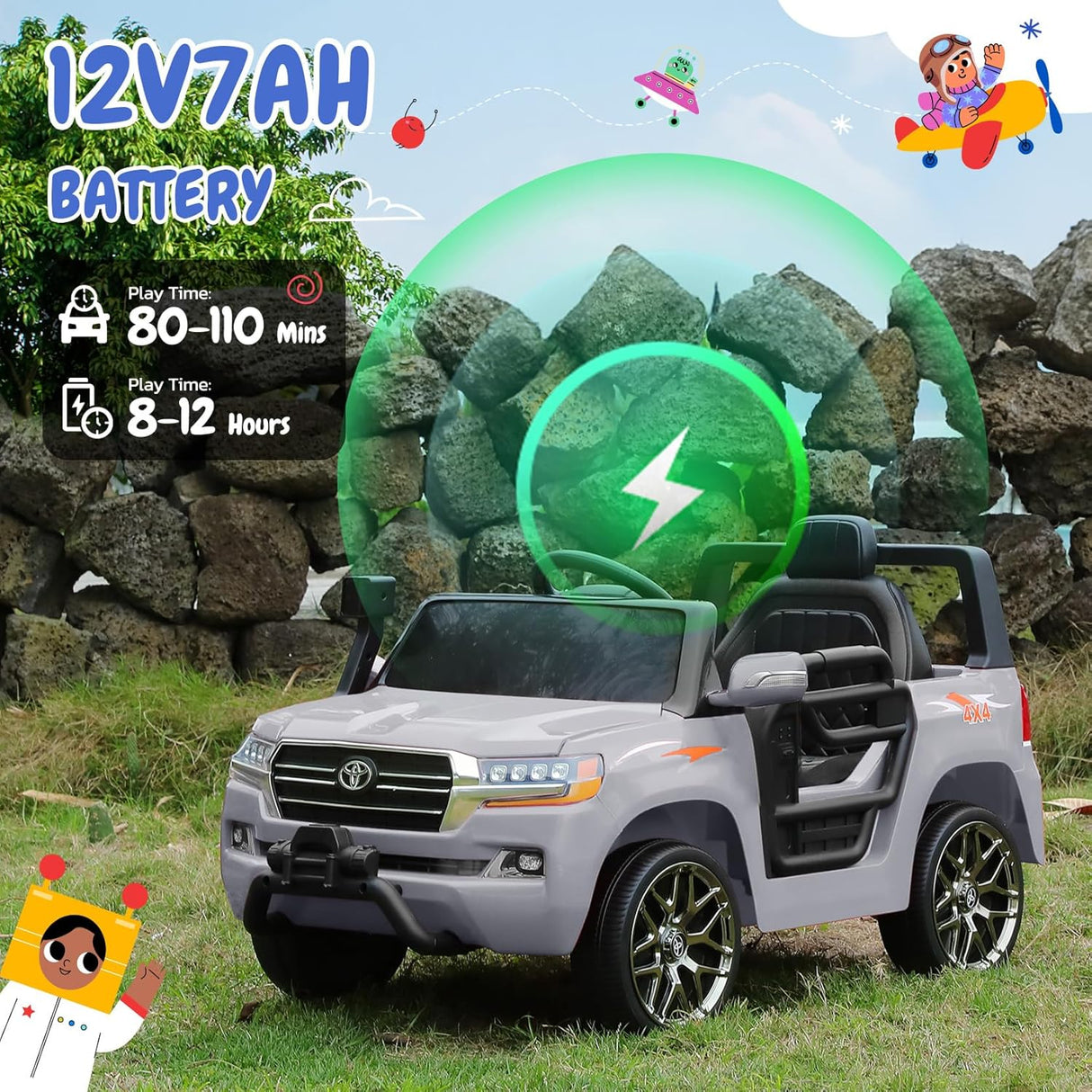 Electric cars for kids with DIY Building Blocks & Storage Area