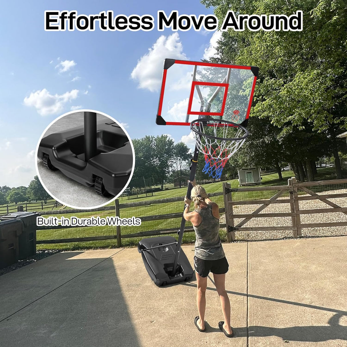 Kids Basketball Hoop Outdoor 4.82-8.53ft Adjustable Portable Basketball Hoops
