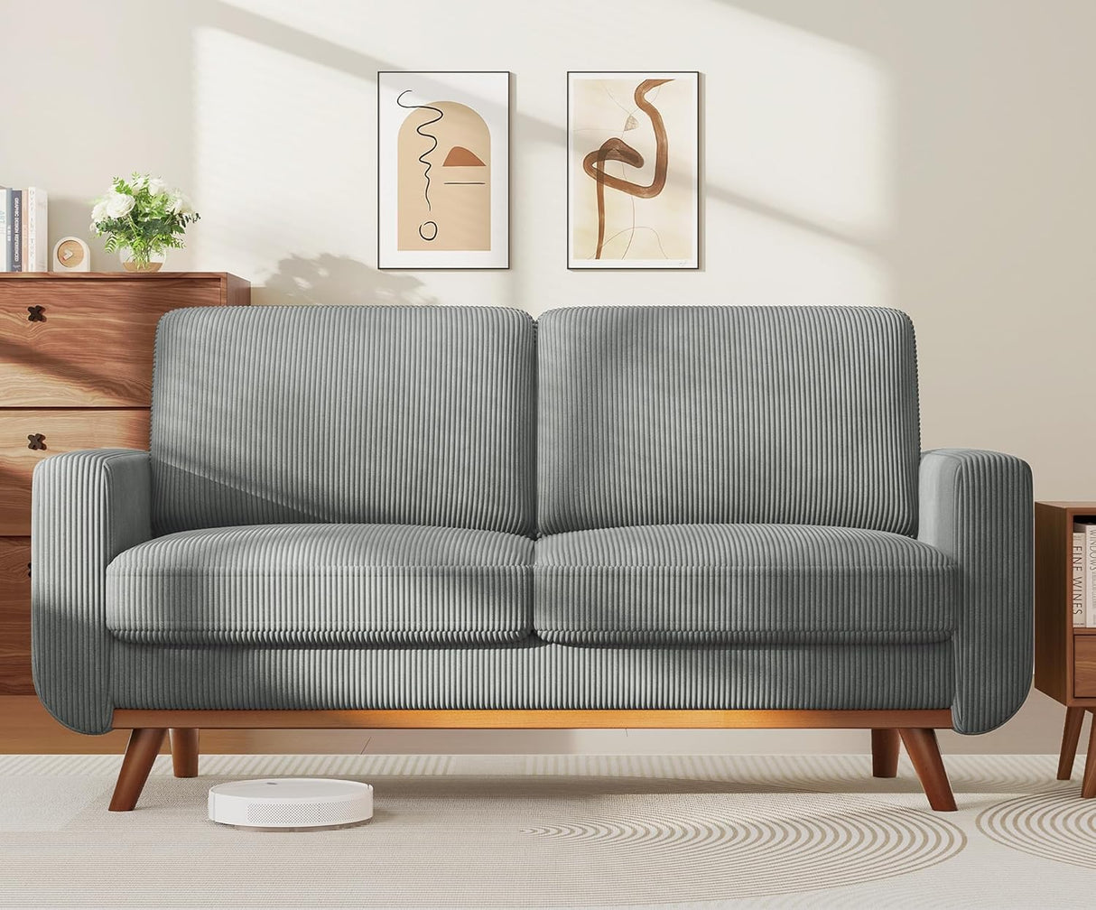 68" Loveseat Sofa Comfy Corduroy Couch with Spring Cushion