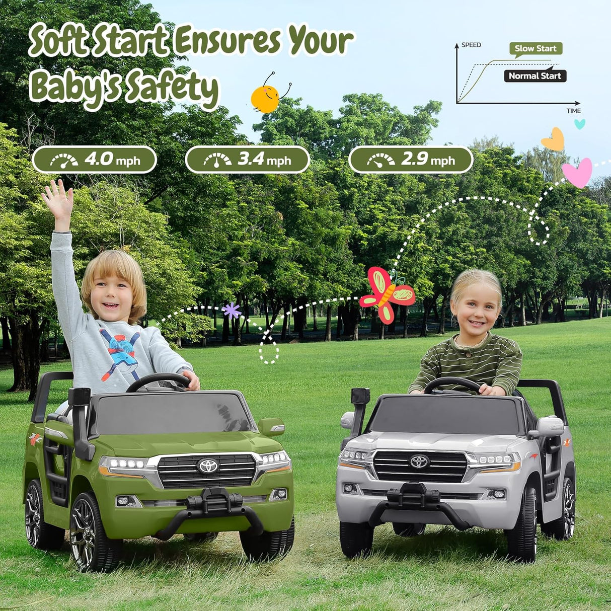 Electric cars for kids with DIY Building Blocks & Storage Area