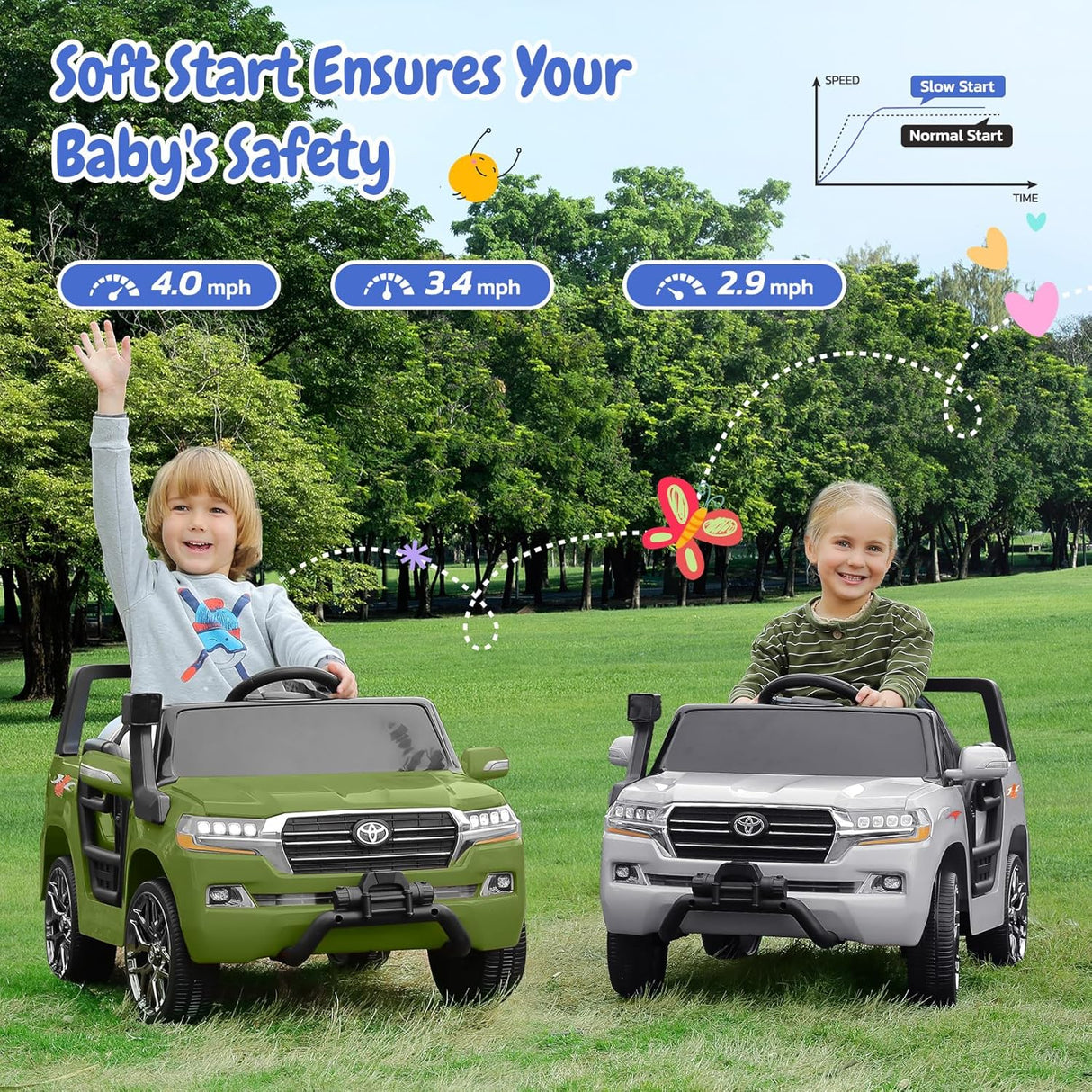 Electric cars for kids with DIY Building Blocks & Storage Area