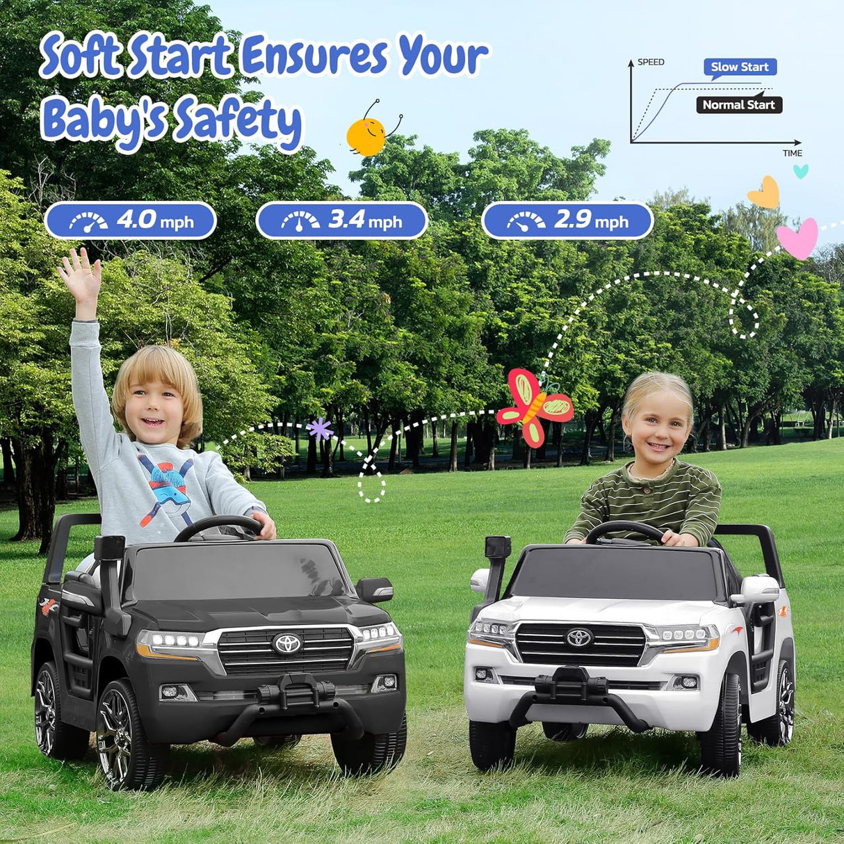 Electric cars for kids with DIY Building Blocks & Storage Area