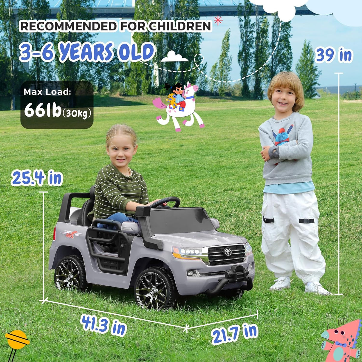 Electric cars for kids with DIY Building Blocks & Storage Area