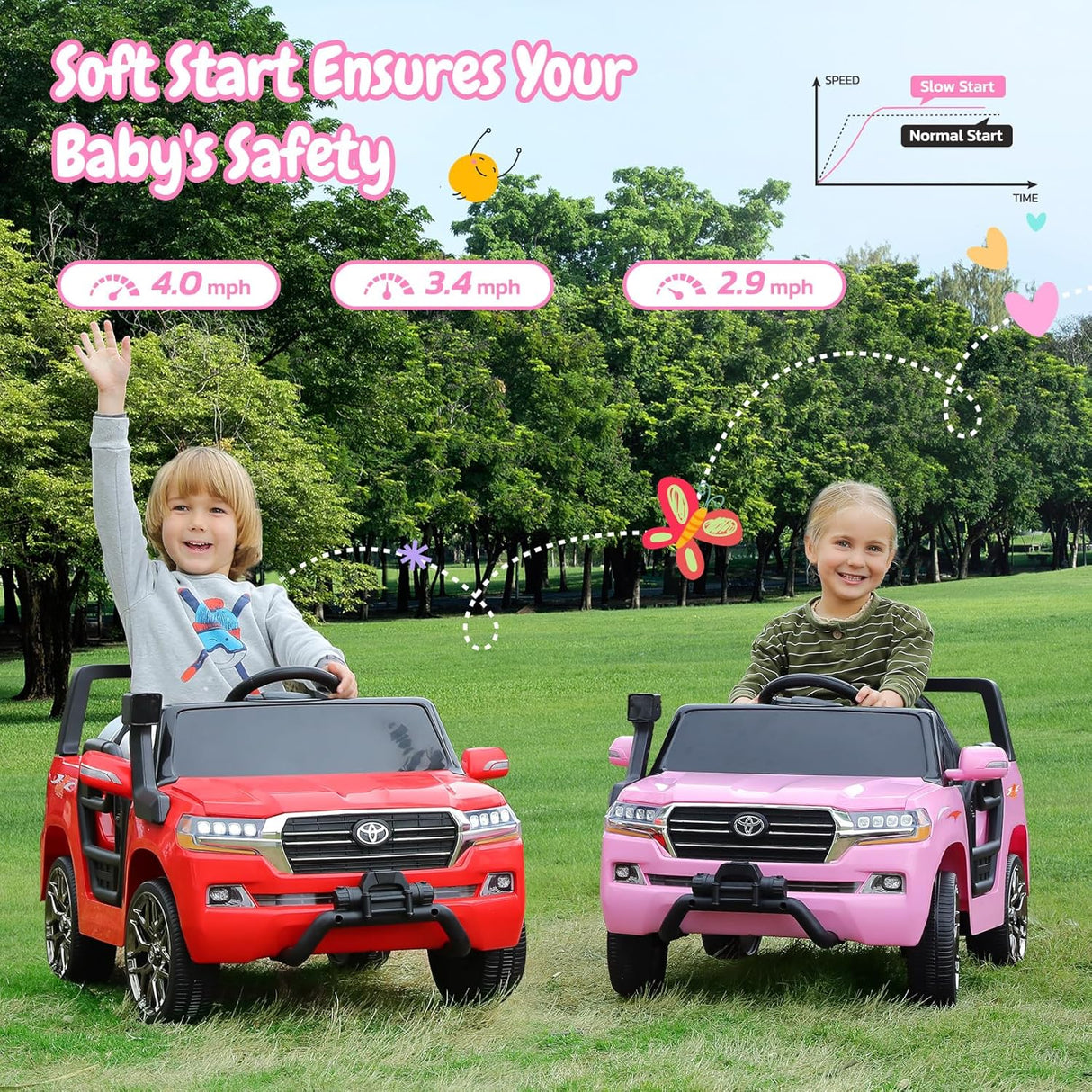 Electric cars for kids with DIY Building Blocks & Storage Area