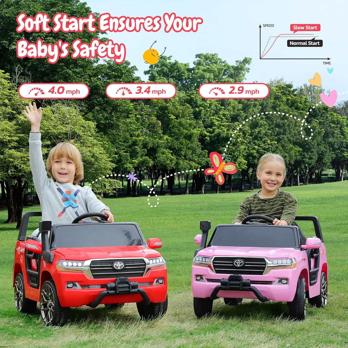 Electric cars for kids with DIY Building Blocks & Storage Area