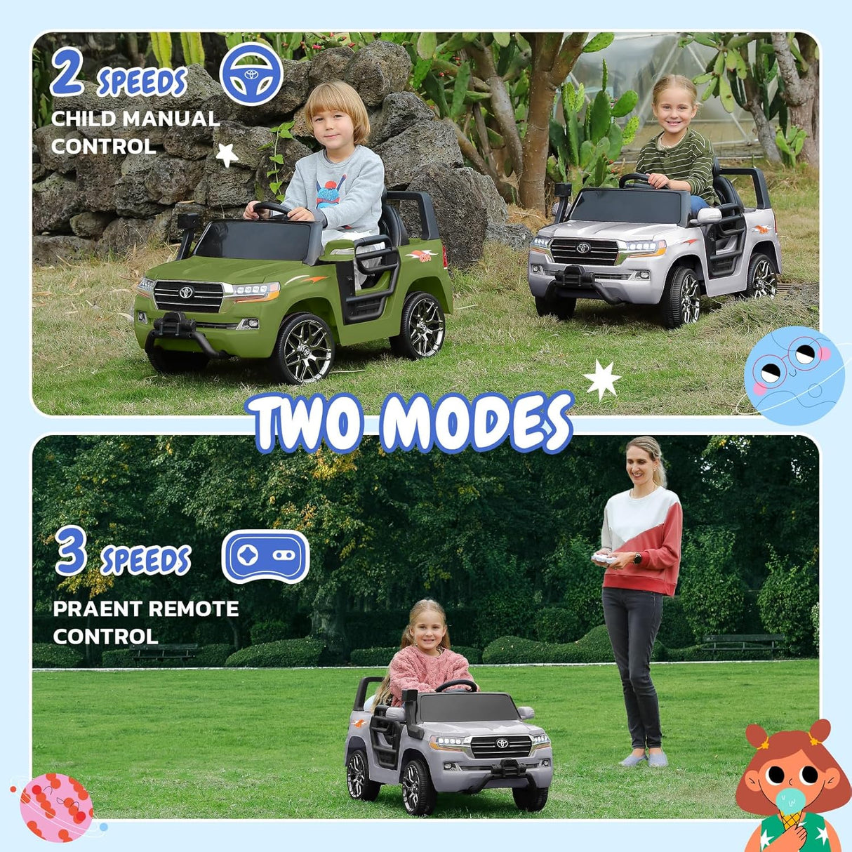 Electric cars for kids with DIY Building Blocks & Storage Area