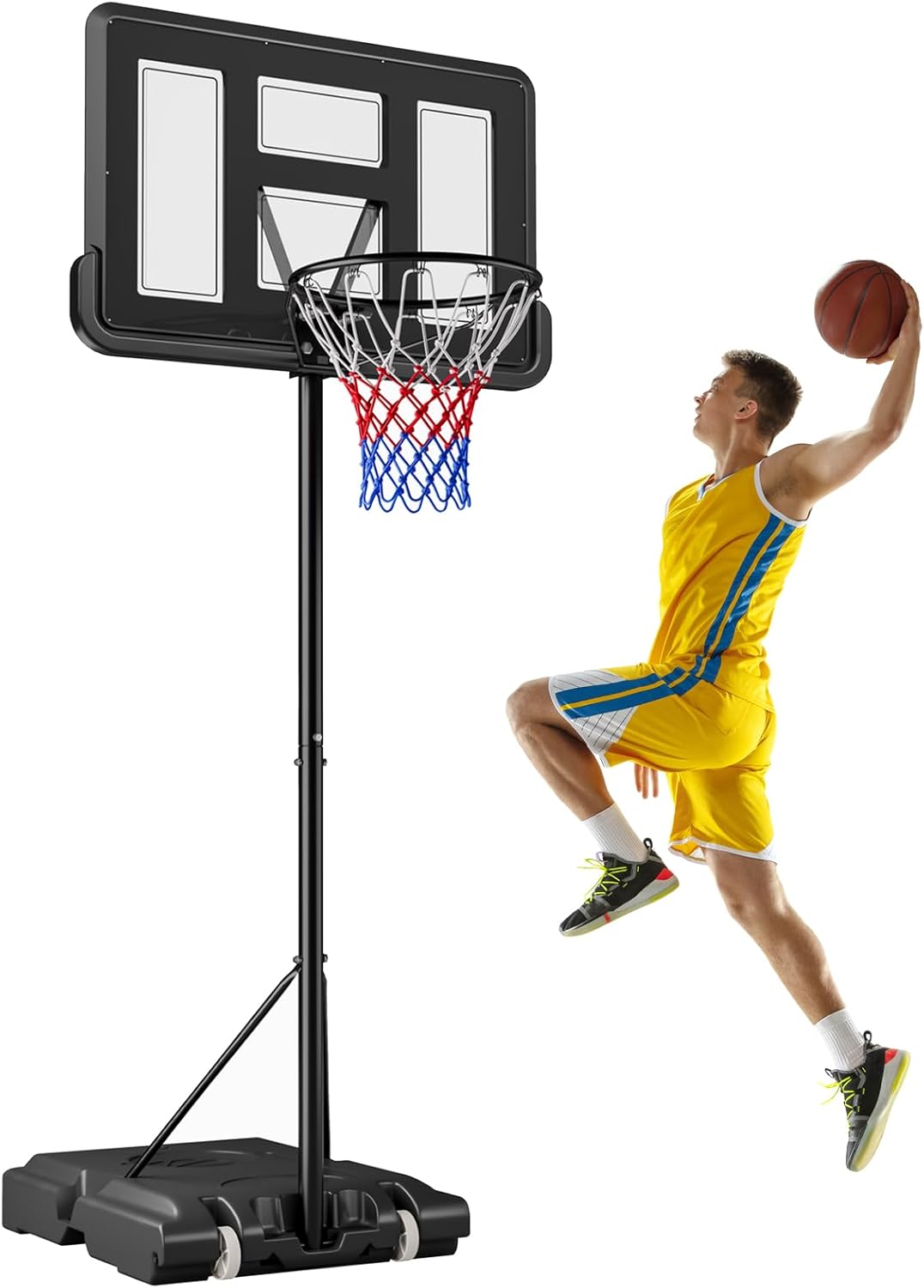 Dripex Basketball Hoop Outdoor Adjustable Height Goal Portable Basketball