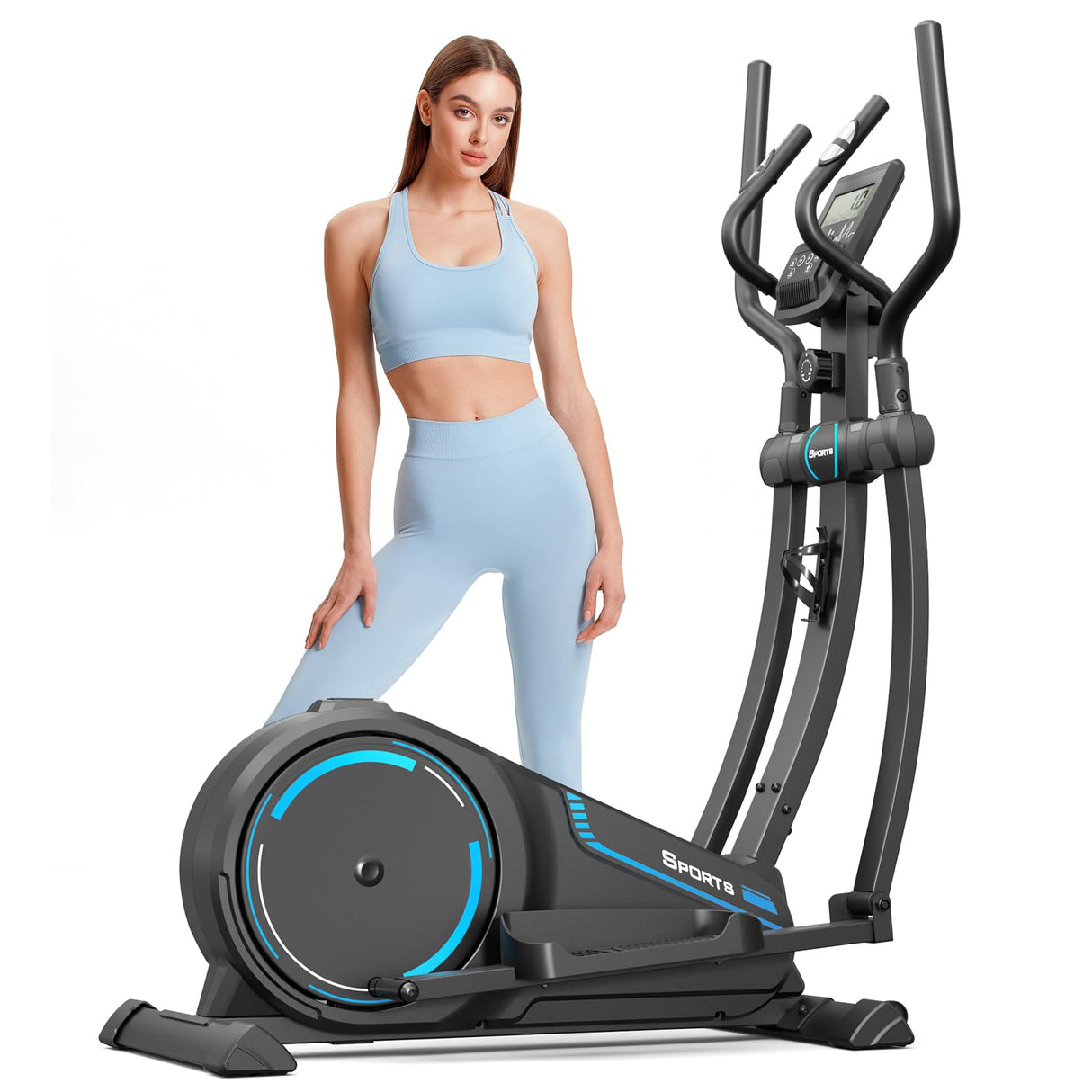 Dripex Multifunctional LCD Monitor Hyper-Quiet Magnetic Elliptical Exercise Machine