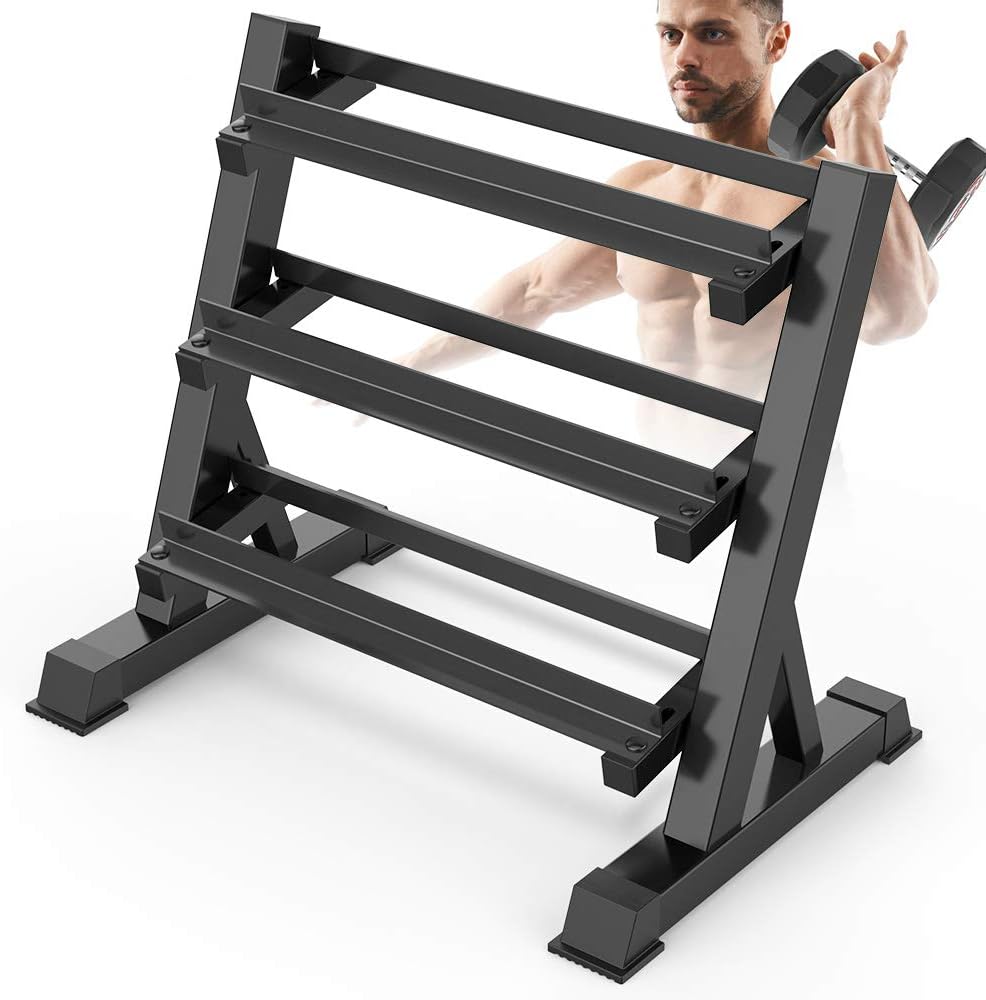 Dripex 3 Tier Heavy Duty Dumbbell Rack Home Gym Weight Rack Dumbbell Storage Stand Holder