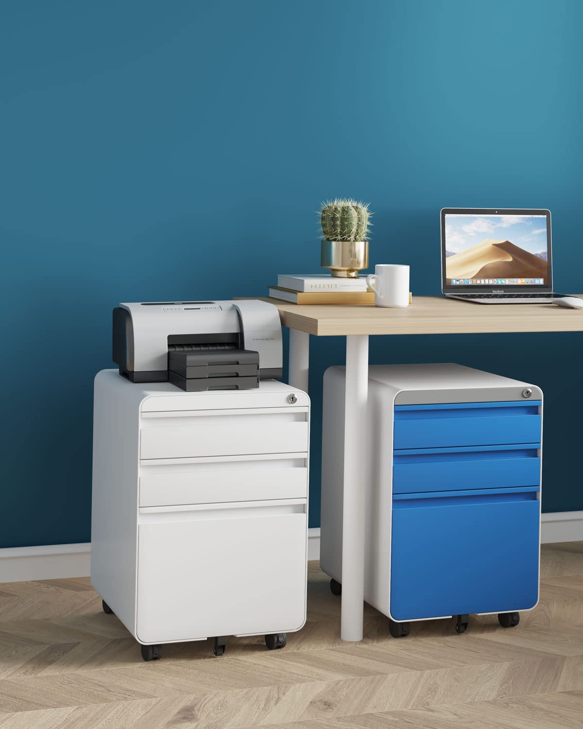 Dripex Metal Filing Cabinets with Lock Wheels & Hanging 3 Drawer File Cabinet
