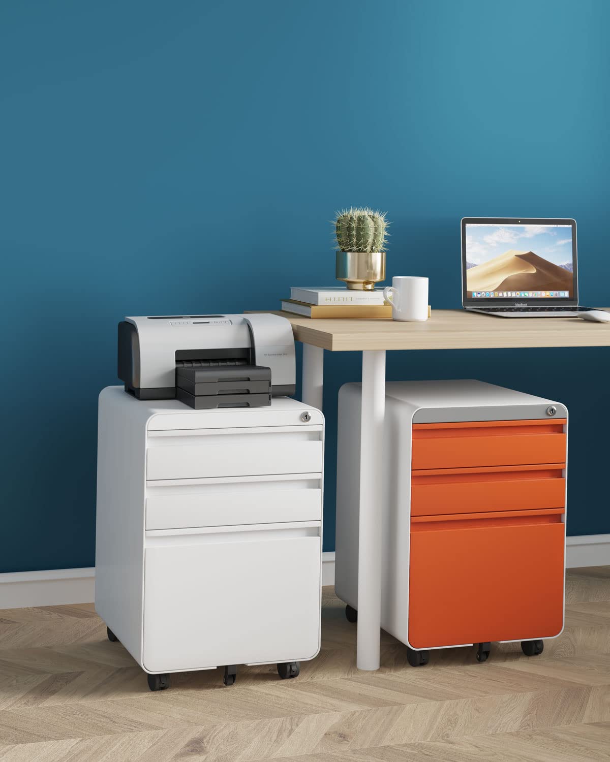 Dripex Metal Filing Cabinets with Lock Wheels & Hanging 3 Drawer File Cabinet