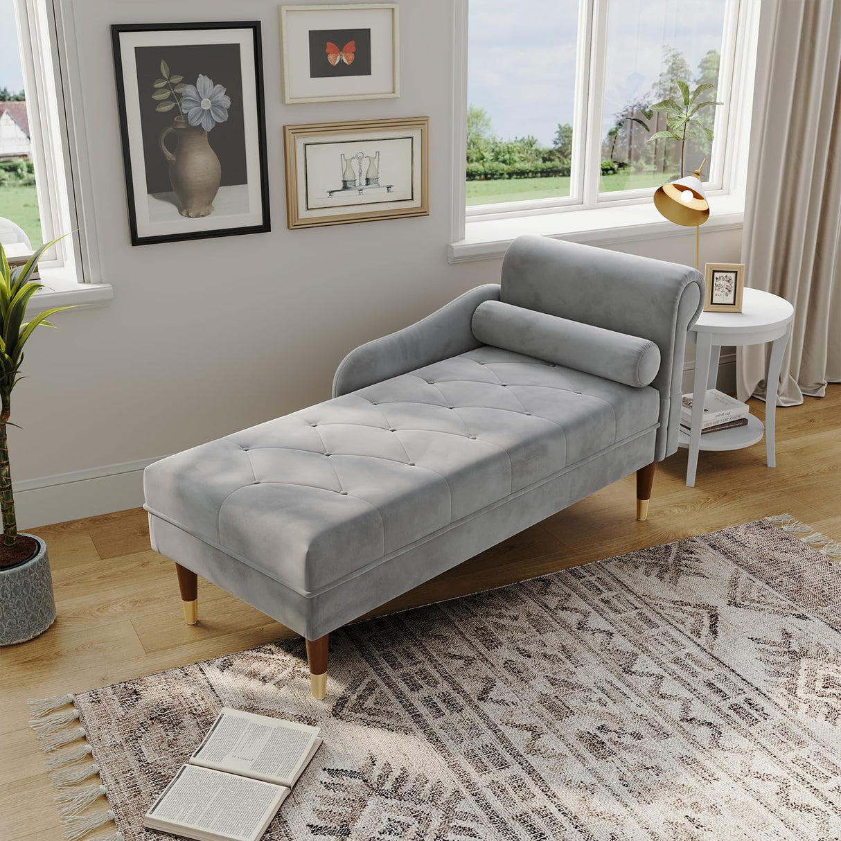 59" Velvet Chaise Lounge Indoor