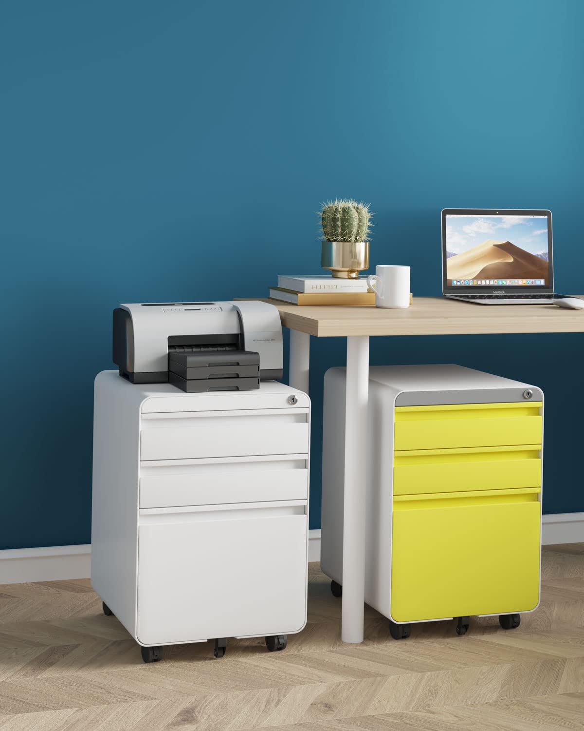 Dripex Metal Filing Cabinets with Lock Wheels & Hanging 3 Drawer File Cabinet