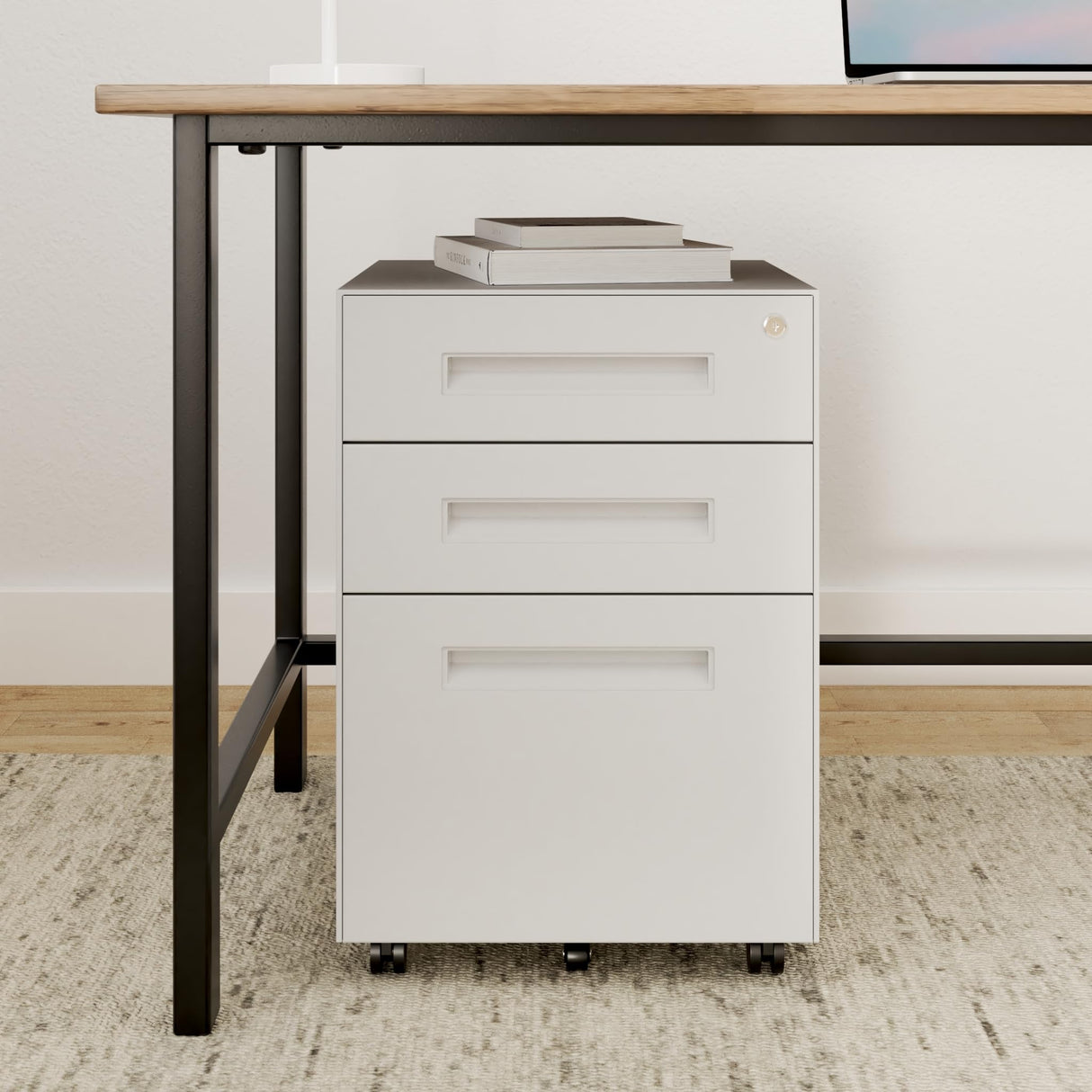 Dripex 3 Drawer Mobile File with Lock on Wheels