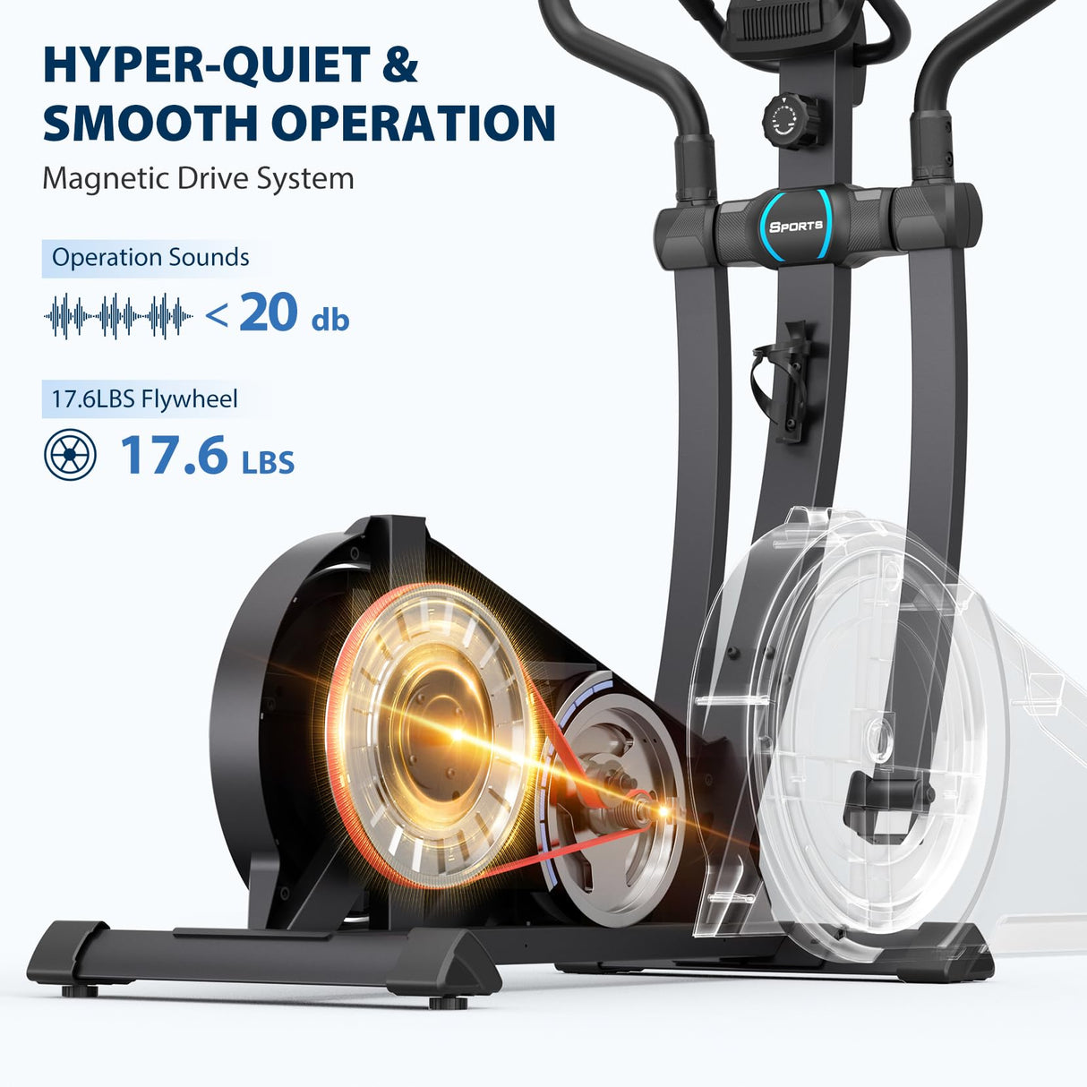 Dripex Multifunctional LCD Monitor Hyper-Quiet Magnetic Elliptical Exercise Machine