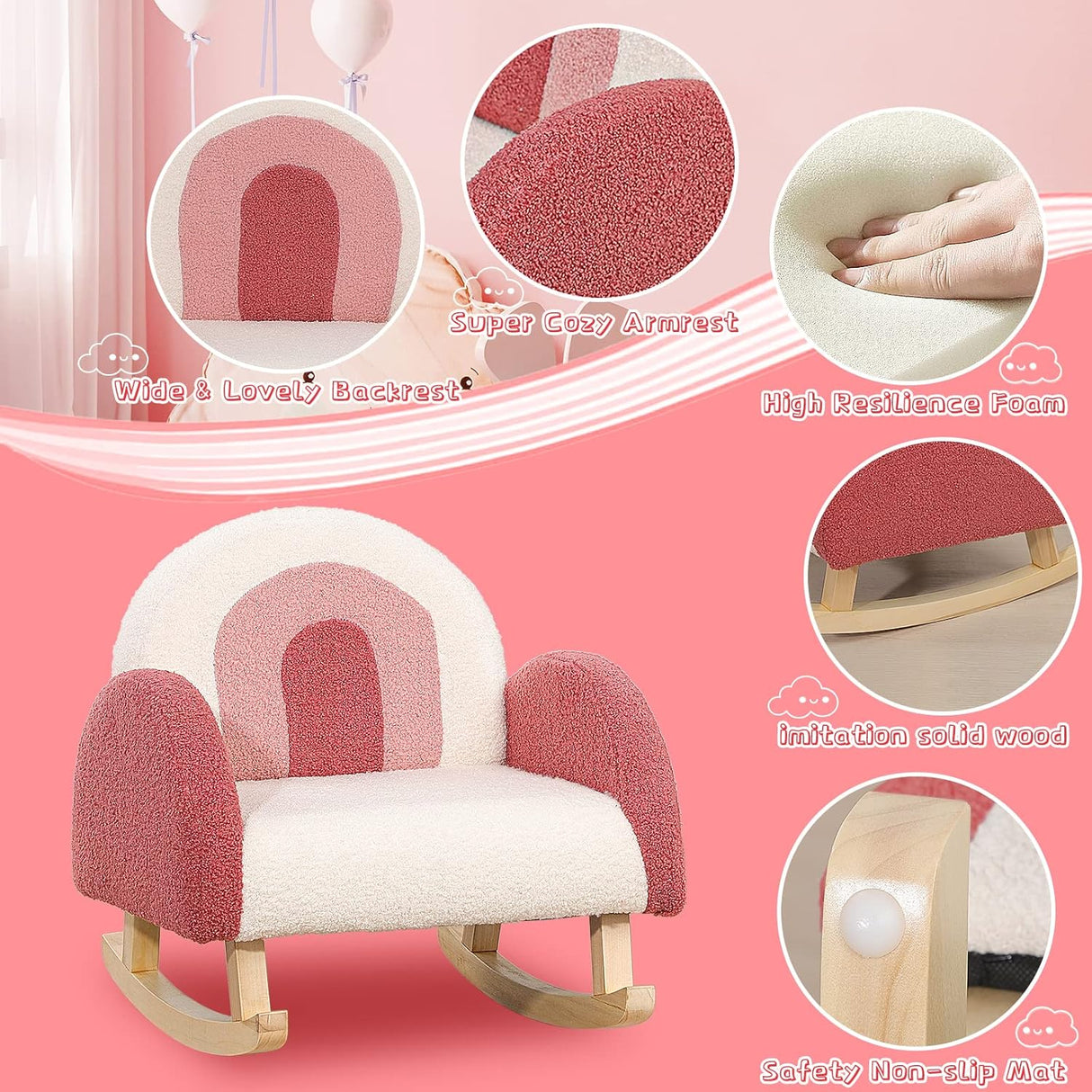 Dripex Velvet Fabric Toddler Rocking Chair