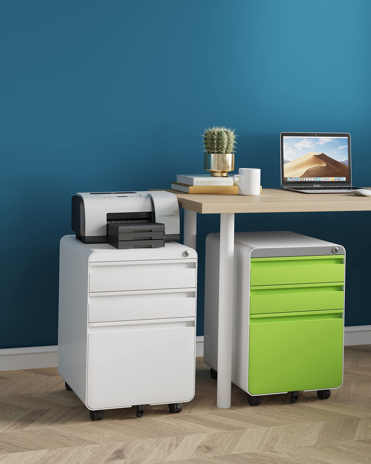 Dripex Metal Filing Cabinets with Lock Wheels & Hanging 3 Drawer File Cabinet
