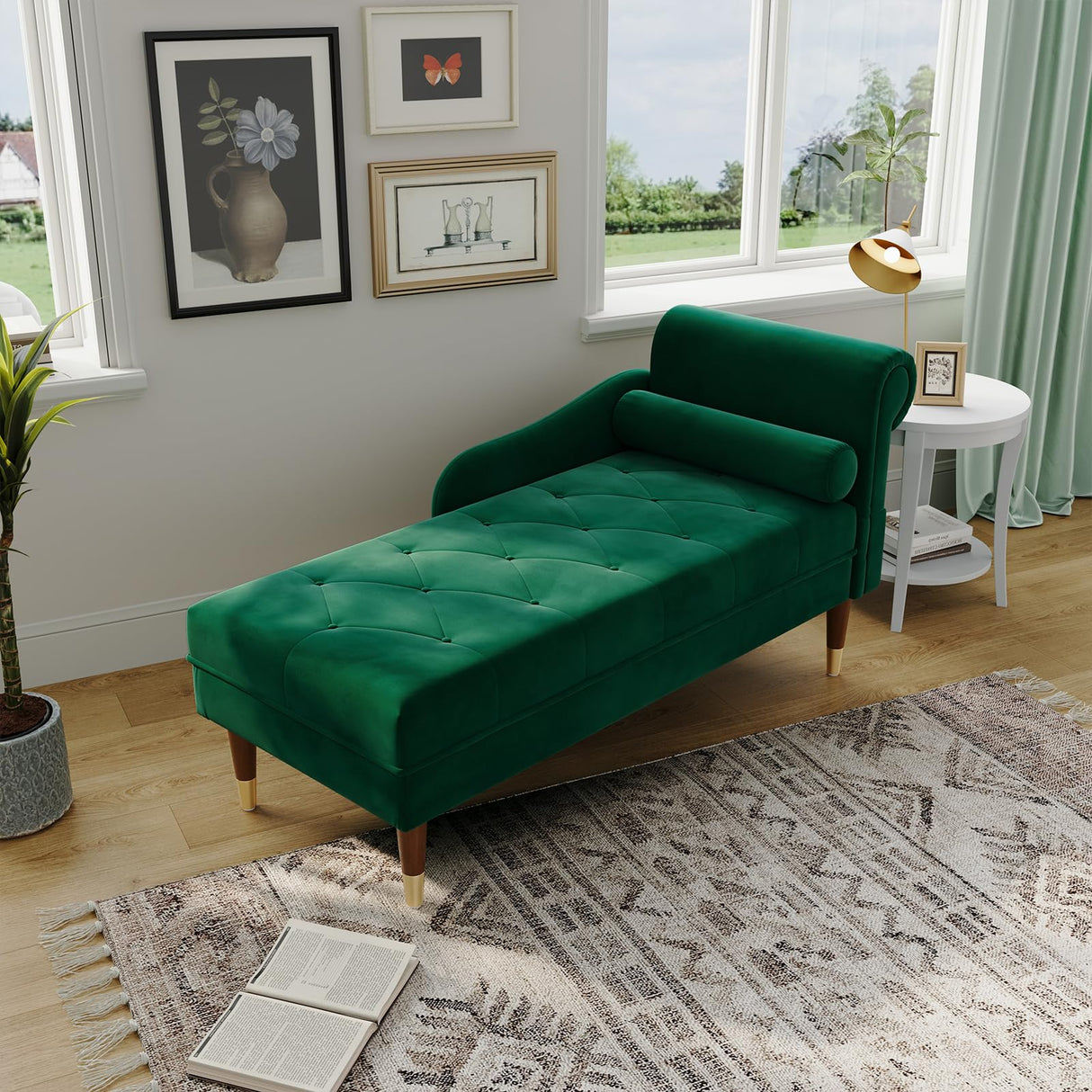 59" Velvet Chaise Lounge Indoor