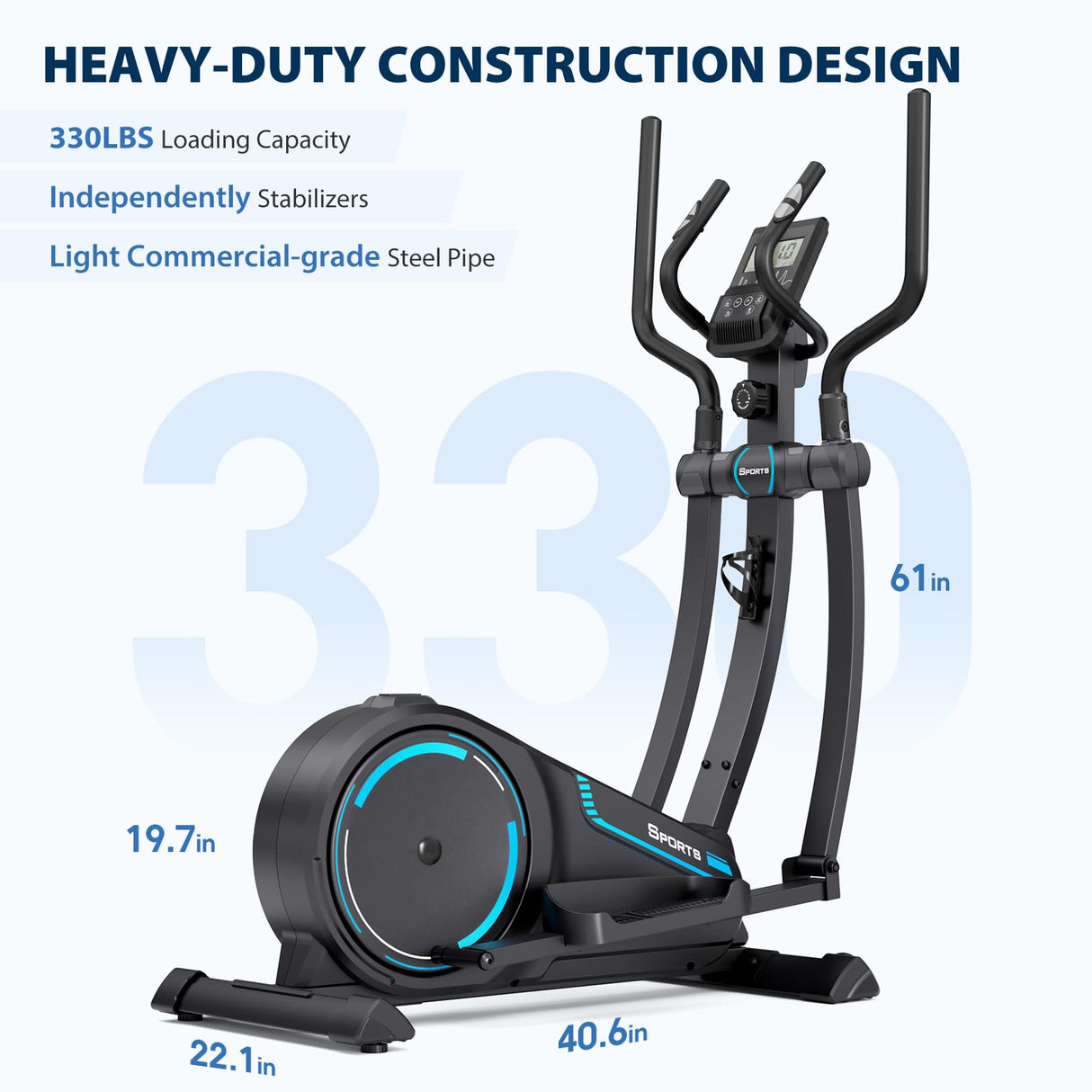 Dripex Multifunctional LCD Monitor Hyper-Quiet Magnetic Elliptical Exercise Machine