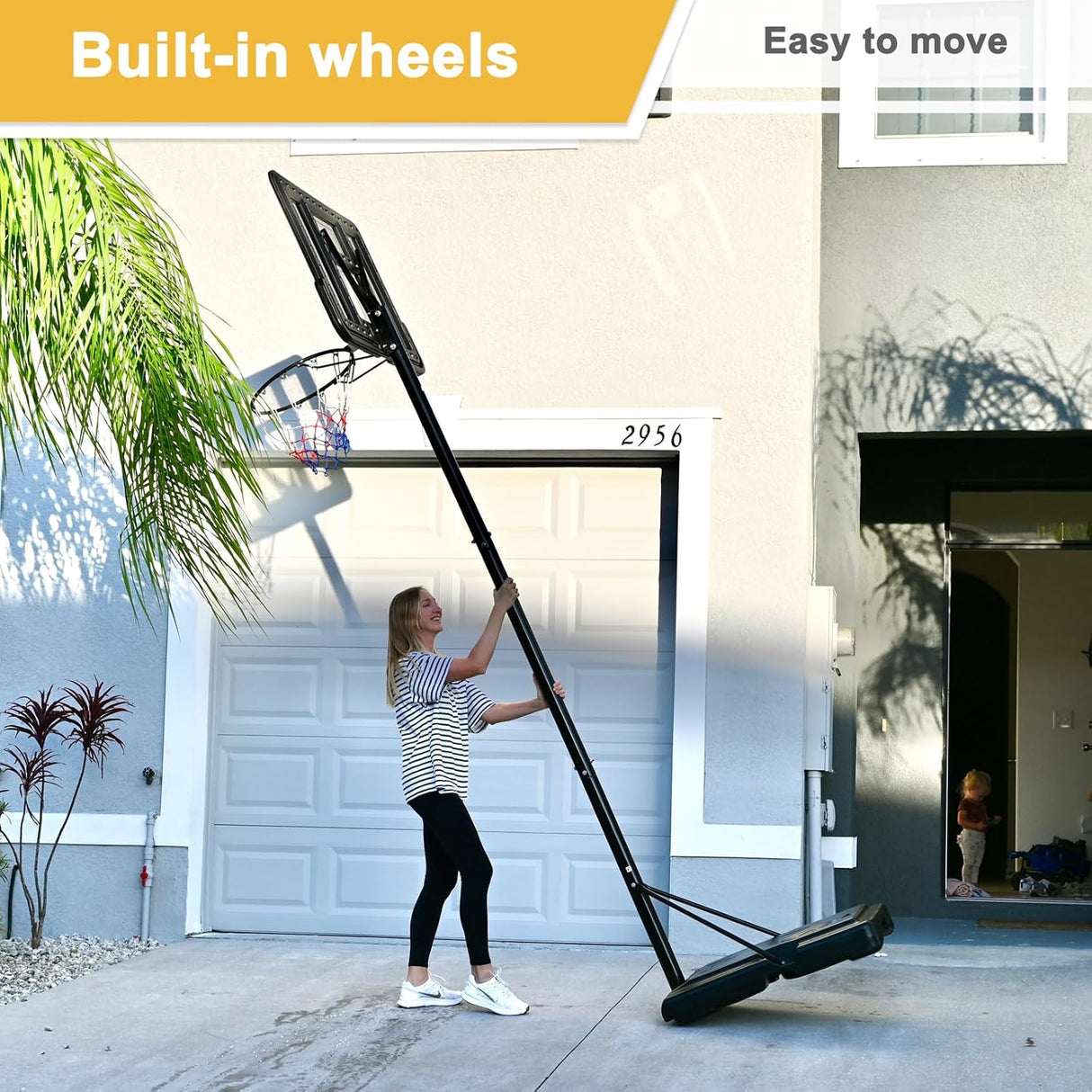 Dripex Basketball Hoop Outdoor Adjustable Height Goal Portable Basketball