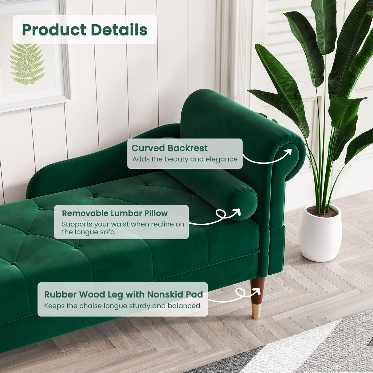 59" Velvet Chaise Lounge Indoor