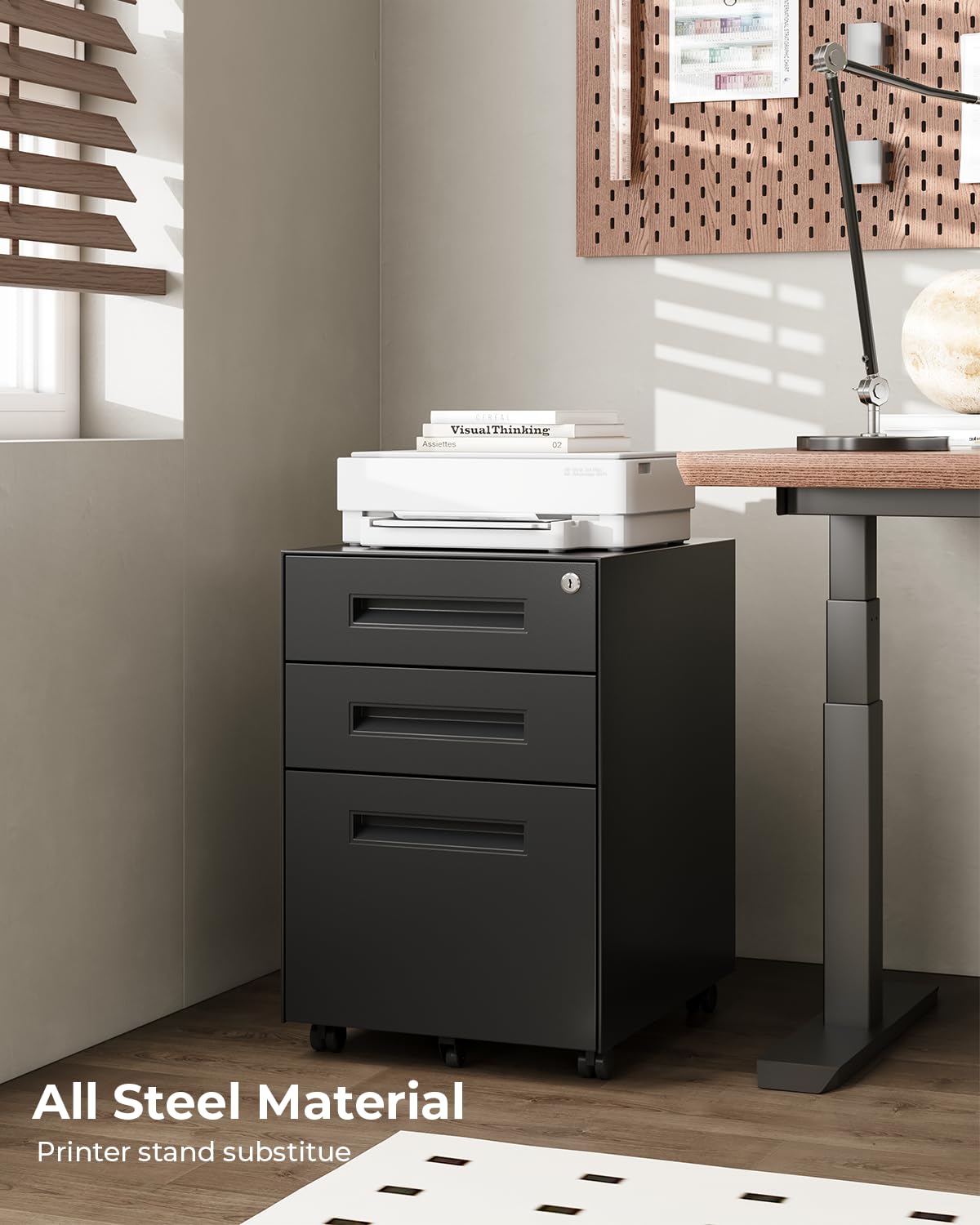 Dripex 3 Drawer Mobile File with Lock on Wheels