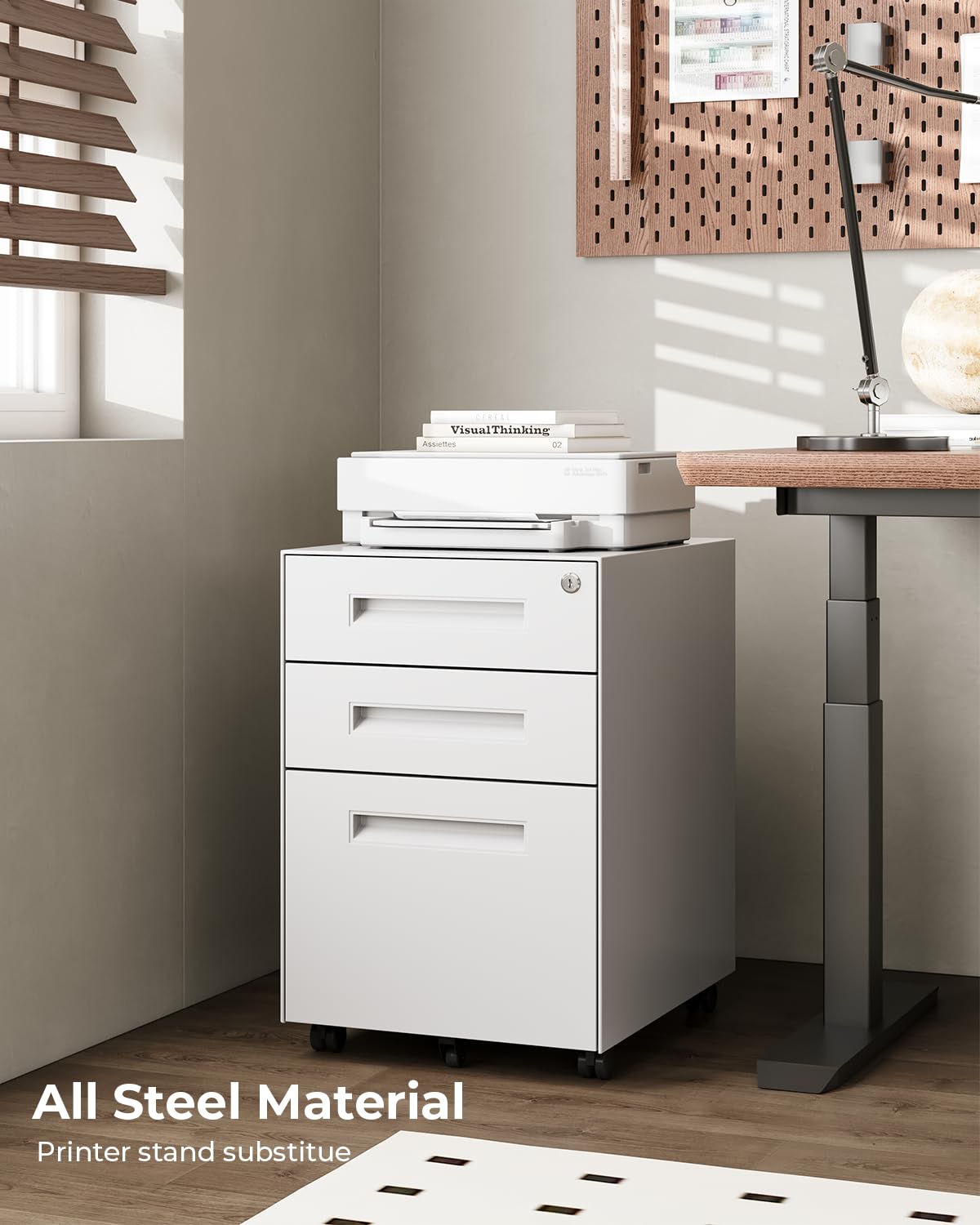 Dripex 3 Drawer Mobile File with Lock on Wheels