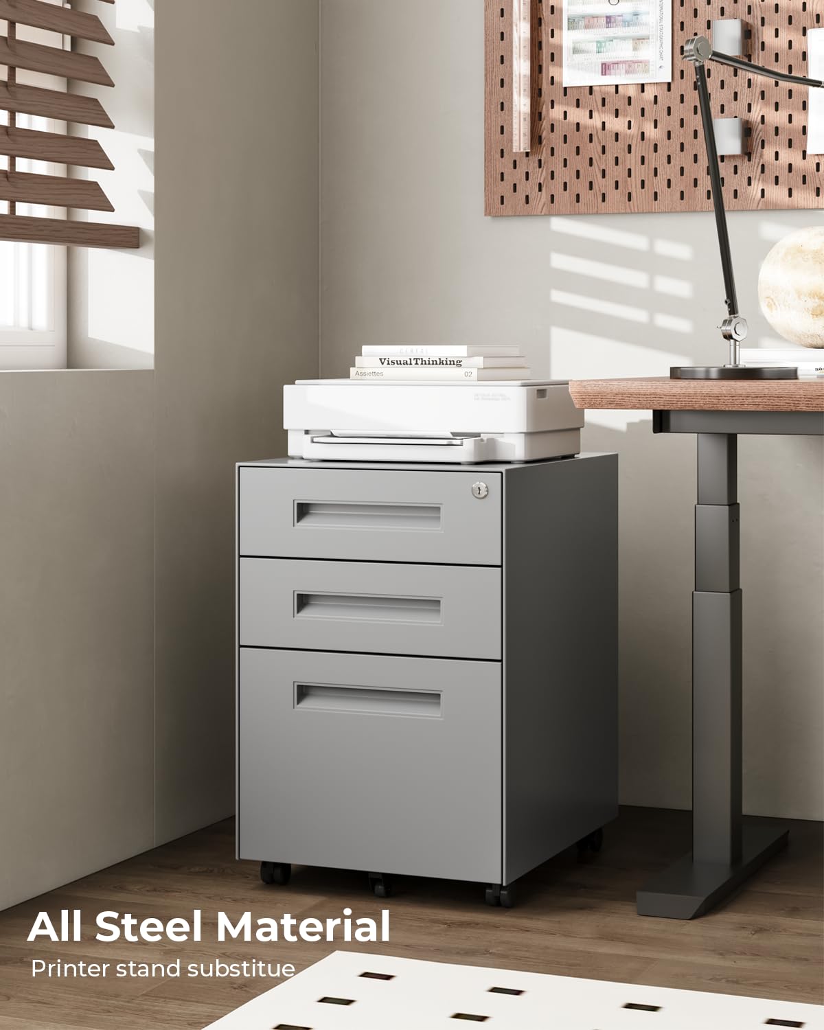 Dripex 3 Drawer Mobile File with Lock on Wheels