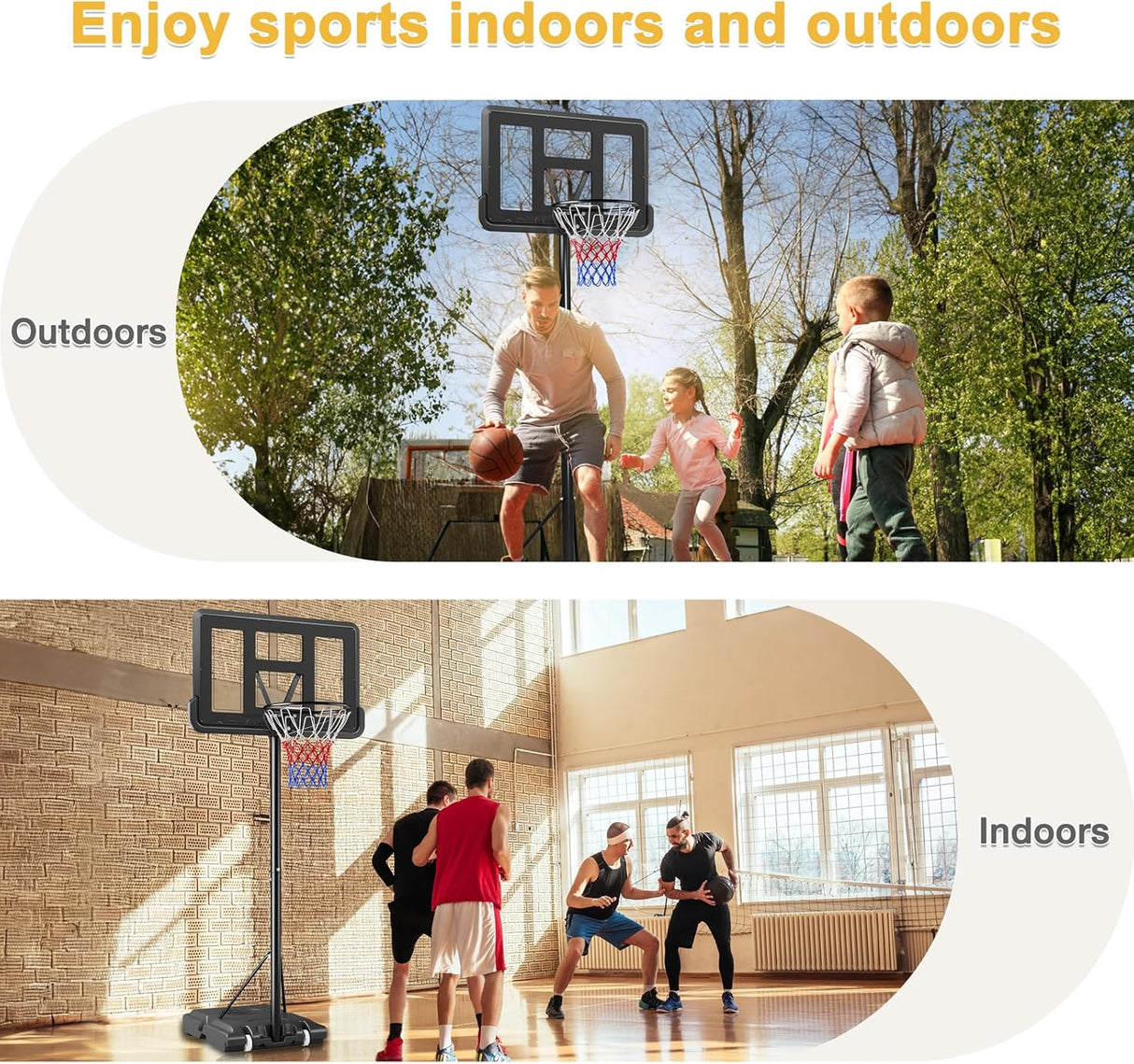 Dripex Basketball Hoop Outdoor Adjustable Height Goal Portable Basketball