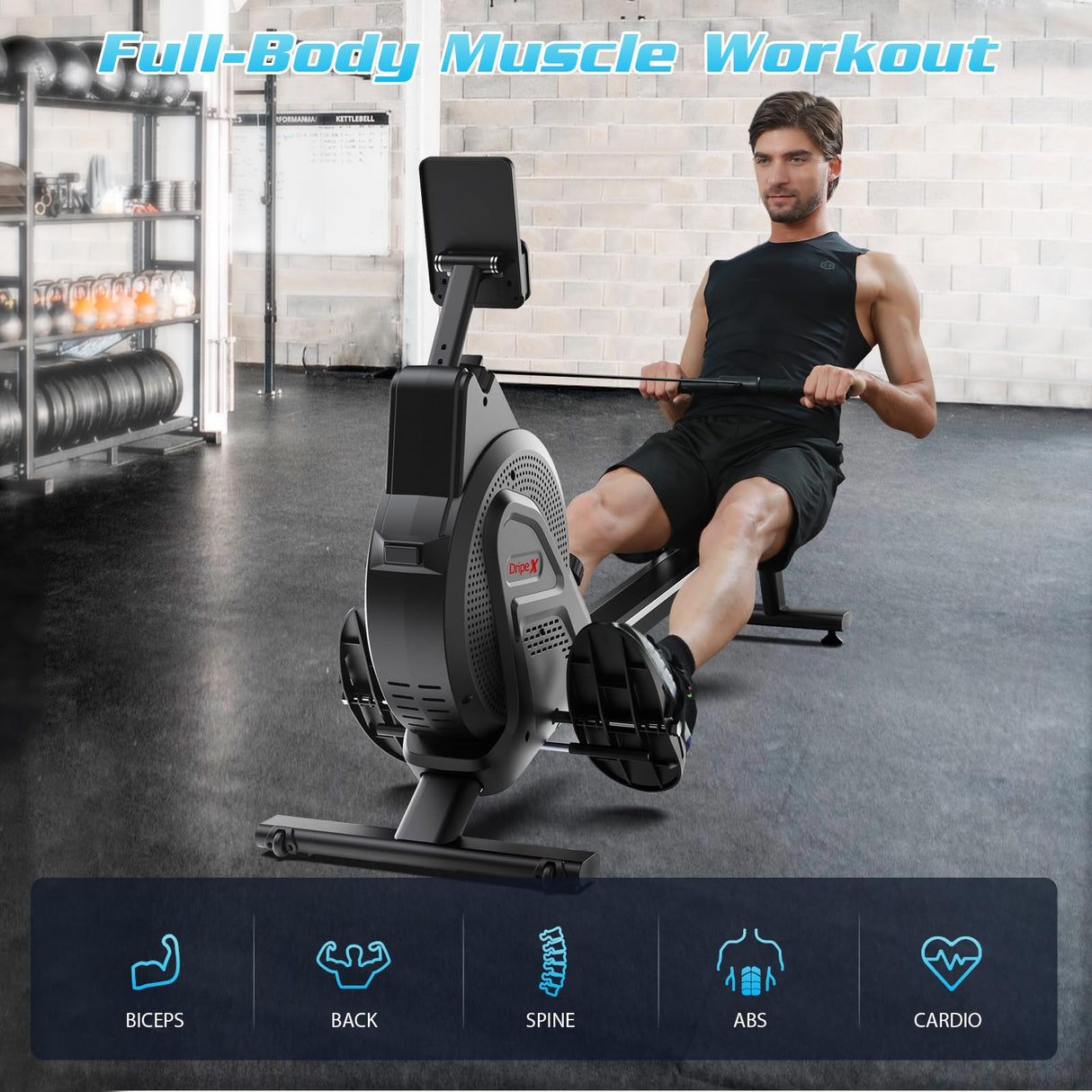 Dripex Rowing Professional LCD Monitor Machines Max 350 LBS for Home Use