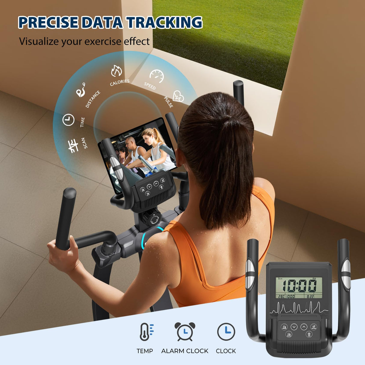 Dripex Multifunctional LCD Monitor Hyper-Quiet Magnetic Elliptical Exercise Machine