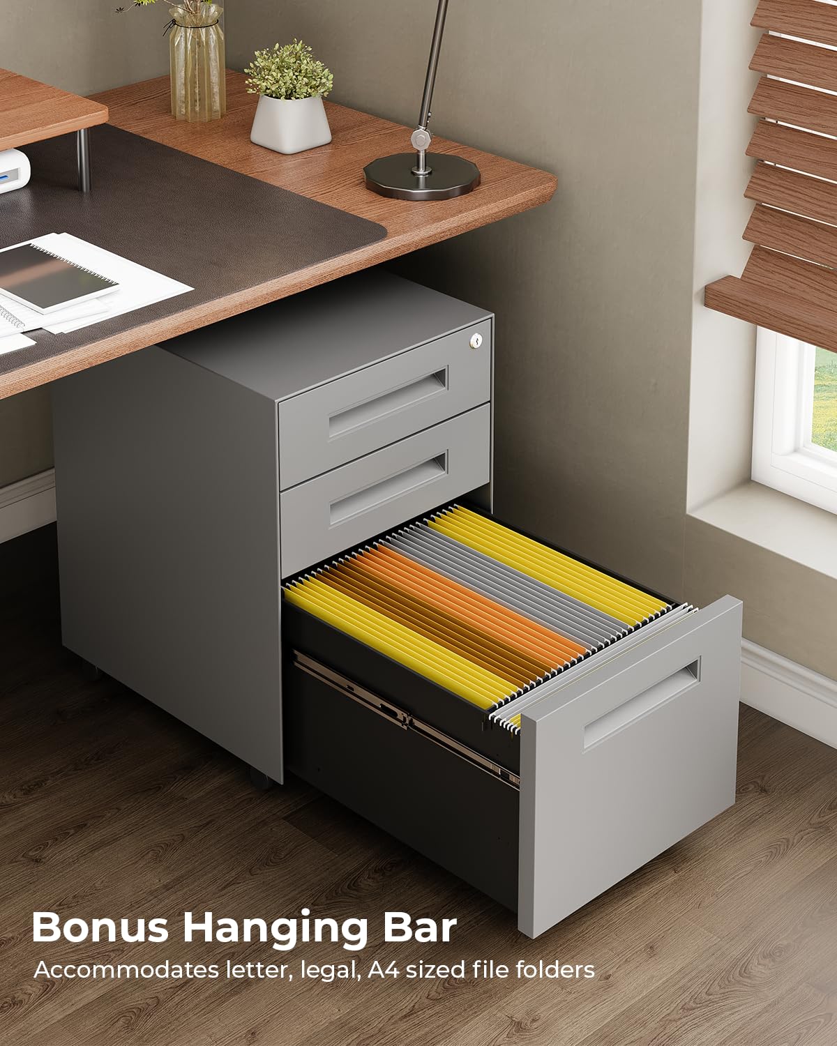 Dripex 3 Drawer Mobile File with Lock on Wheels