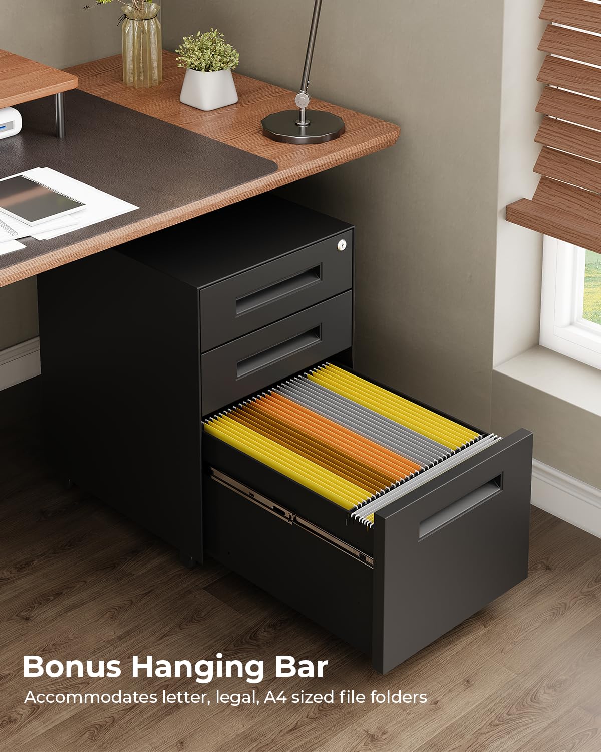 Dripex 3 Drawer Mobile File with Lock on Wheels
