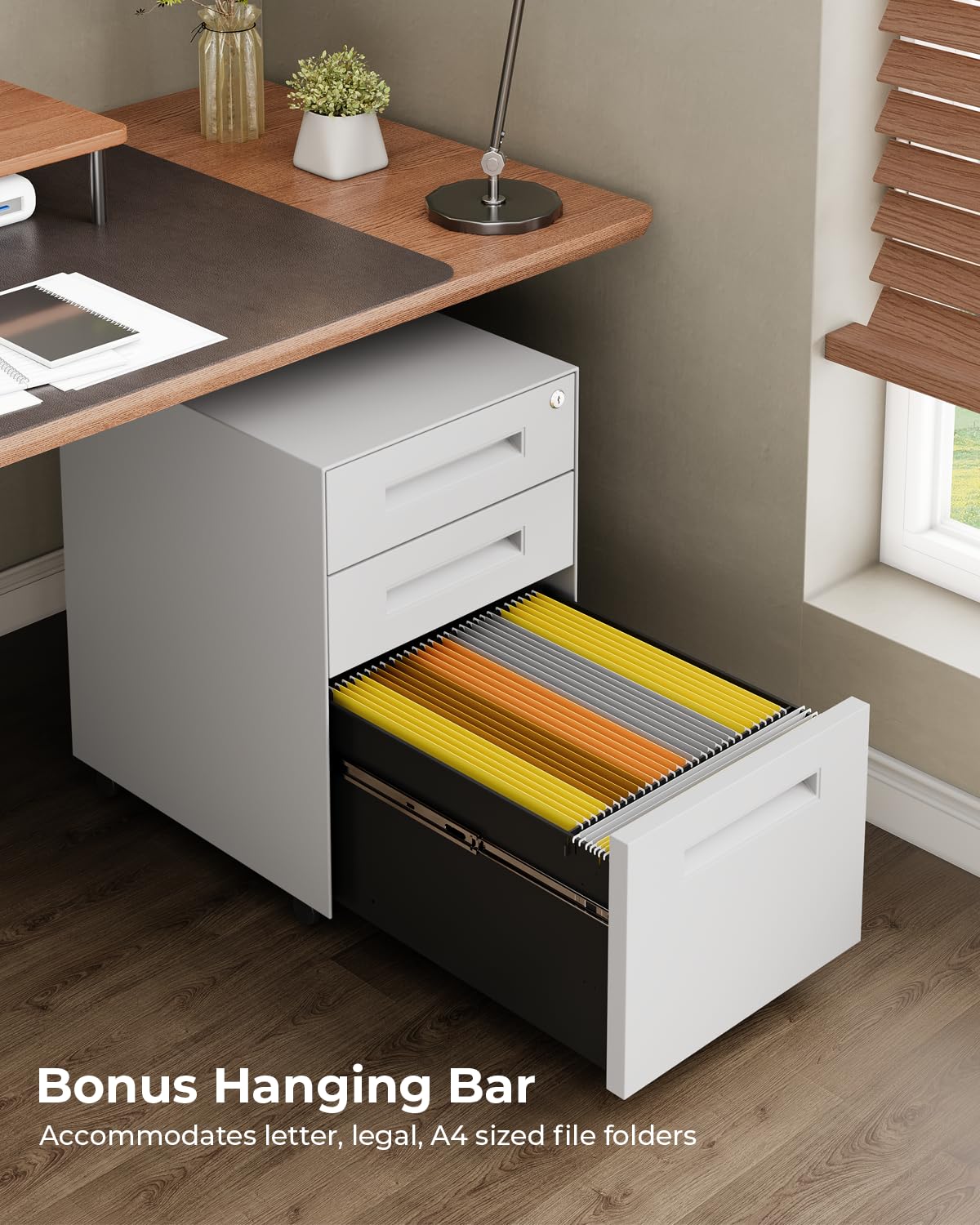Dripex 3 Drawer Mobile File with Lock on Wheels