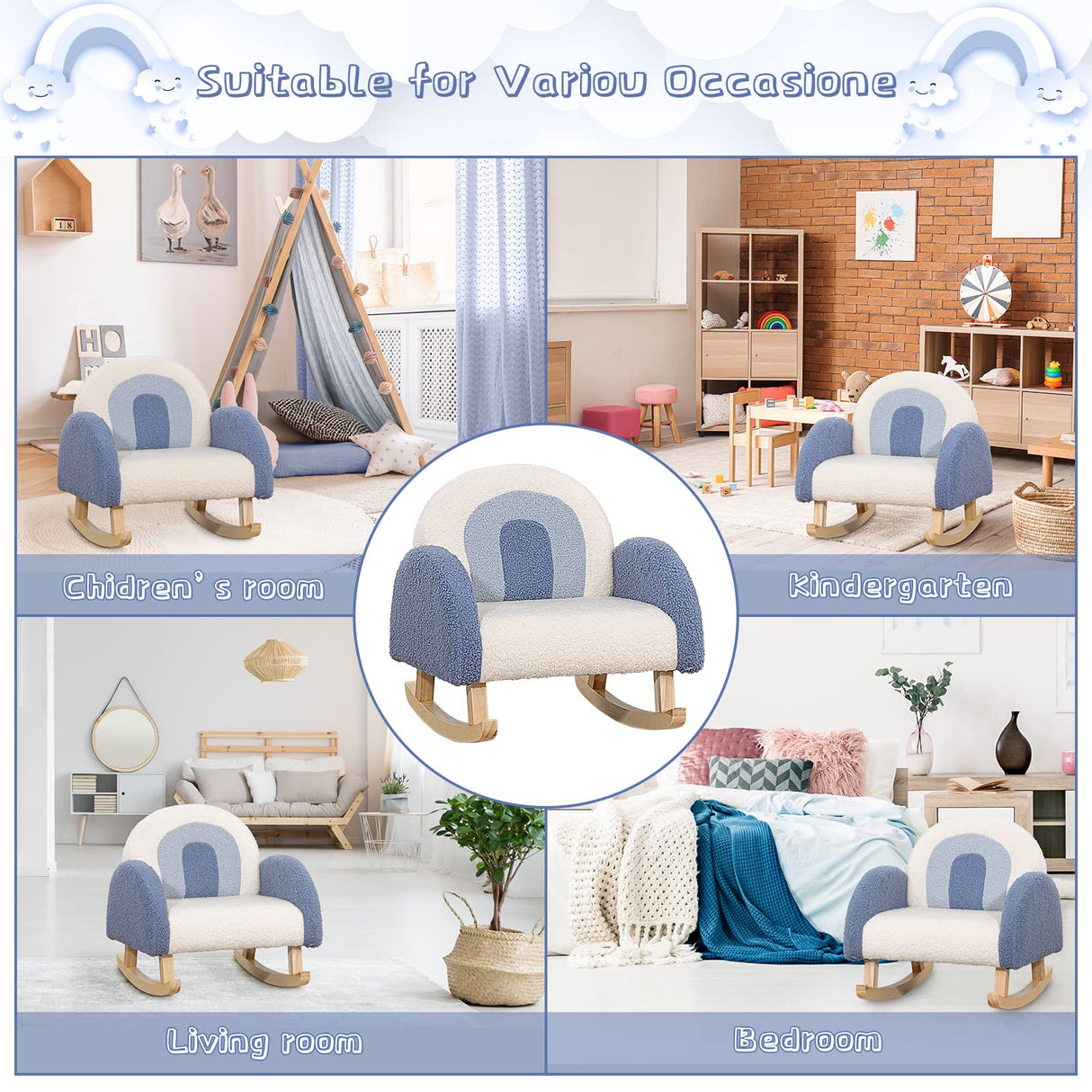 Dripex Velvet Fabric Toddler Rocking Chair